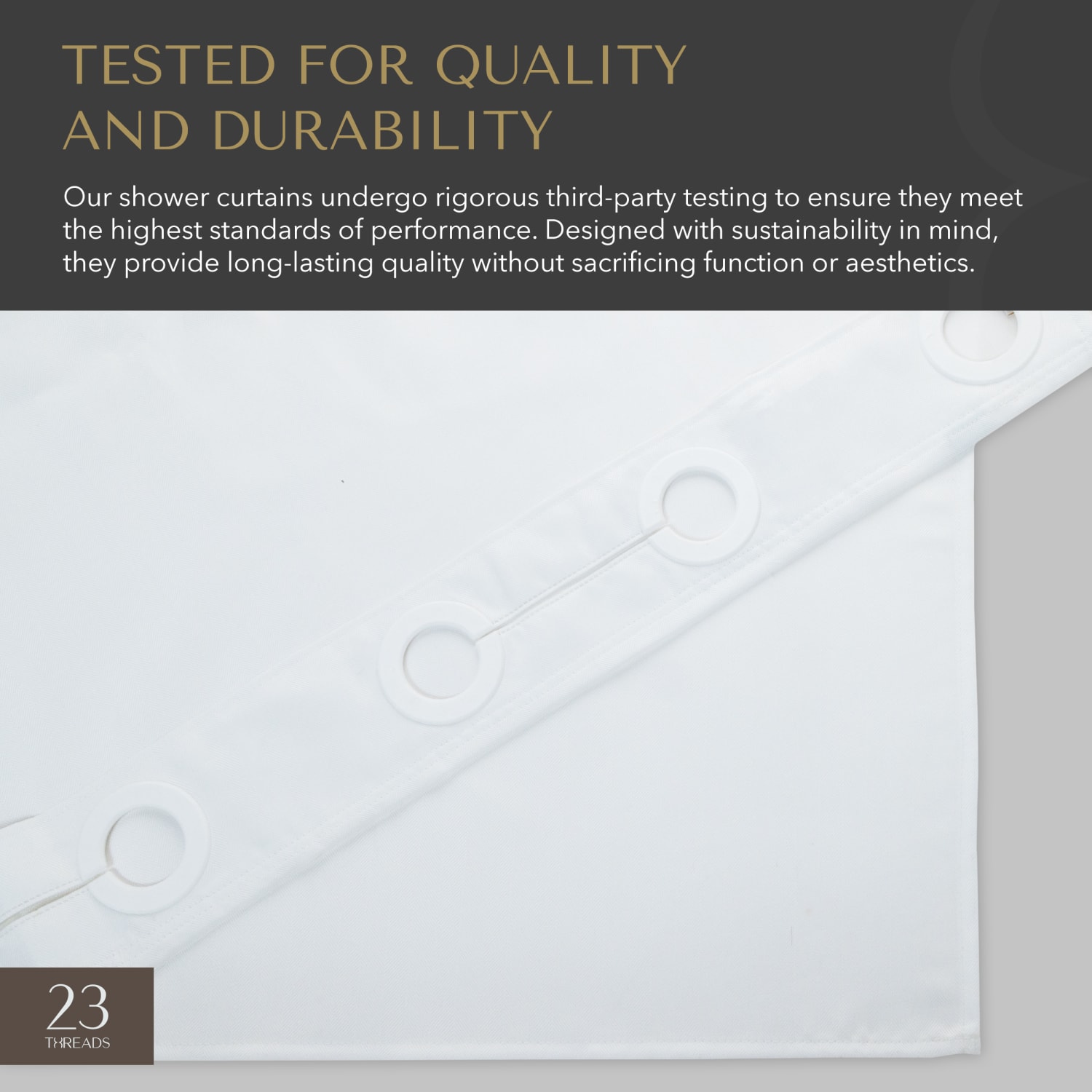 23 Threads Shower Curtain, Herringbone GRS Polyester, Hook-Free, White, 71in x 74in, Case of 12 - Image 4