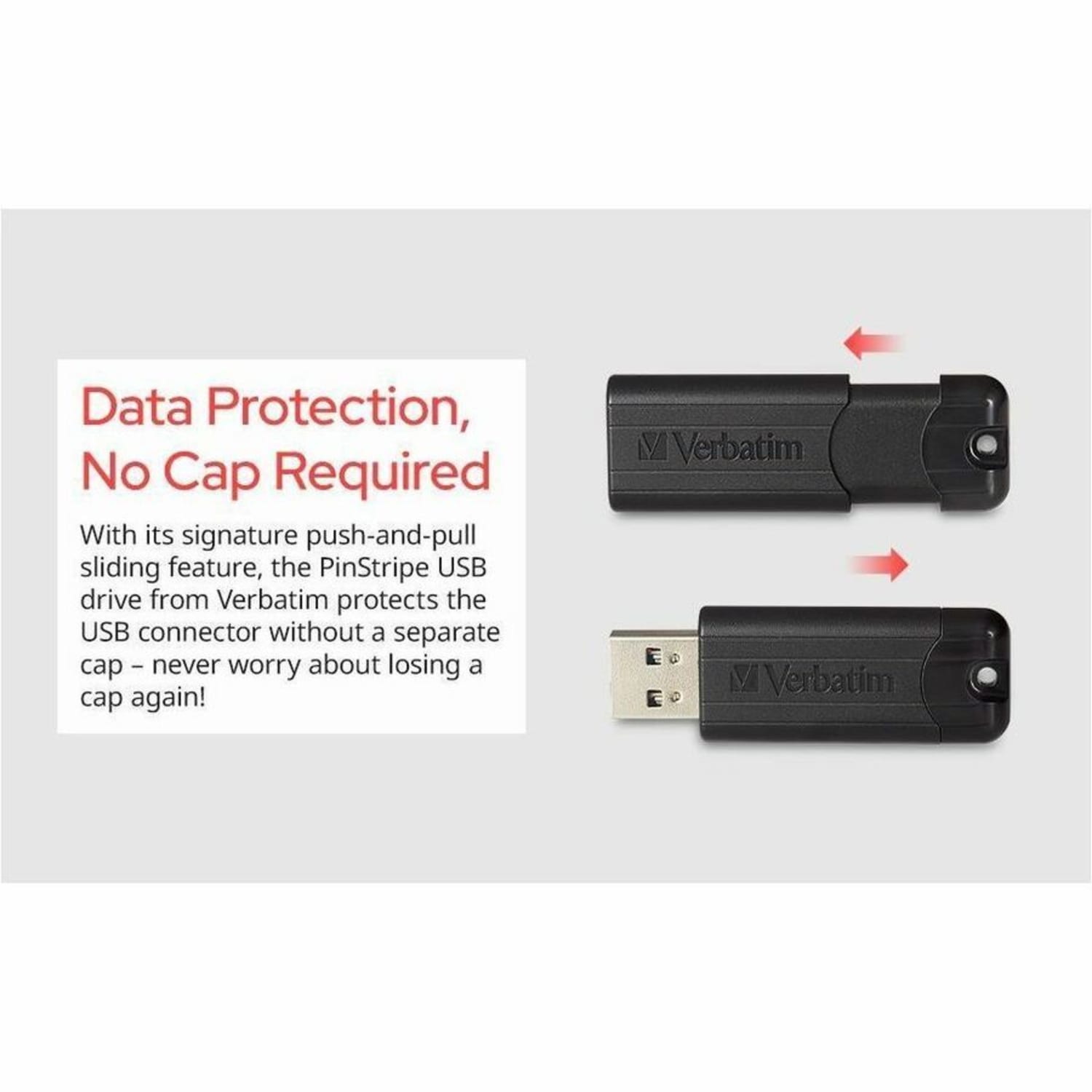Verbatim Microban 32GB PinStripe USB 3.2 Flash Drive Business Pack - 32 GB - USB 3.2 (Gen 1) Type A - Black - Lifetime Warranty - 10 / Pack - Image 4
