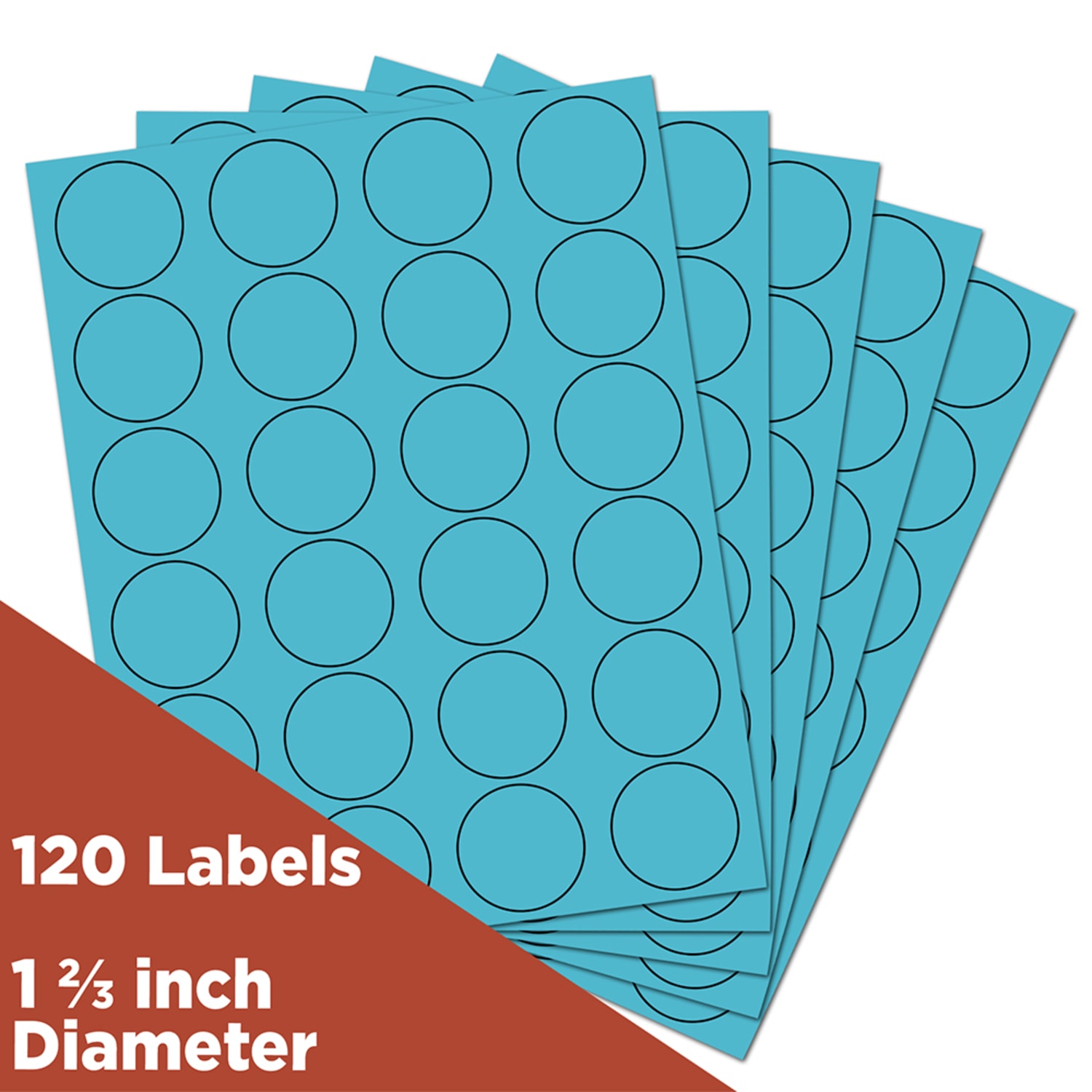 JAM Paper Circle Label Sticker Seals, 1 2/3in, Blue, Pack Of 120 - Image 3