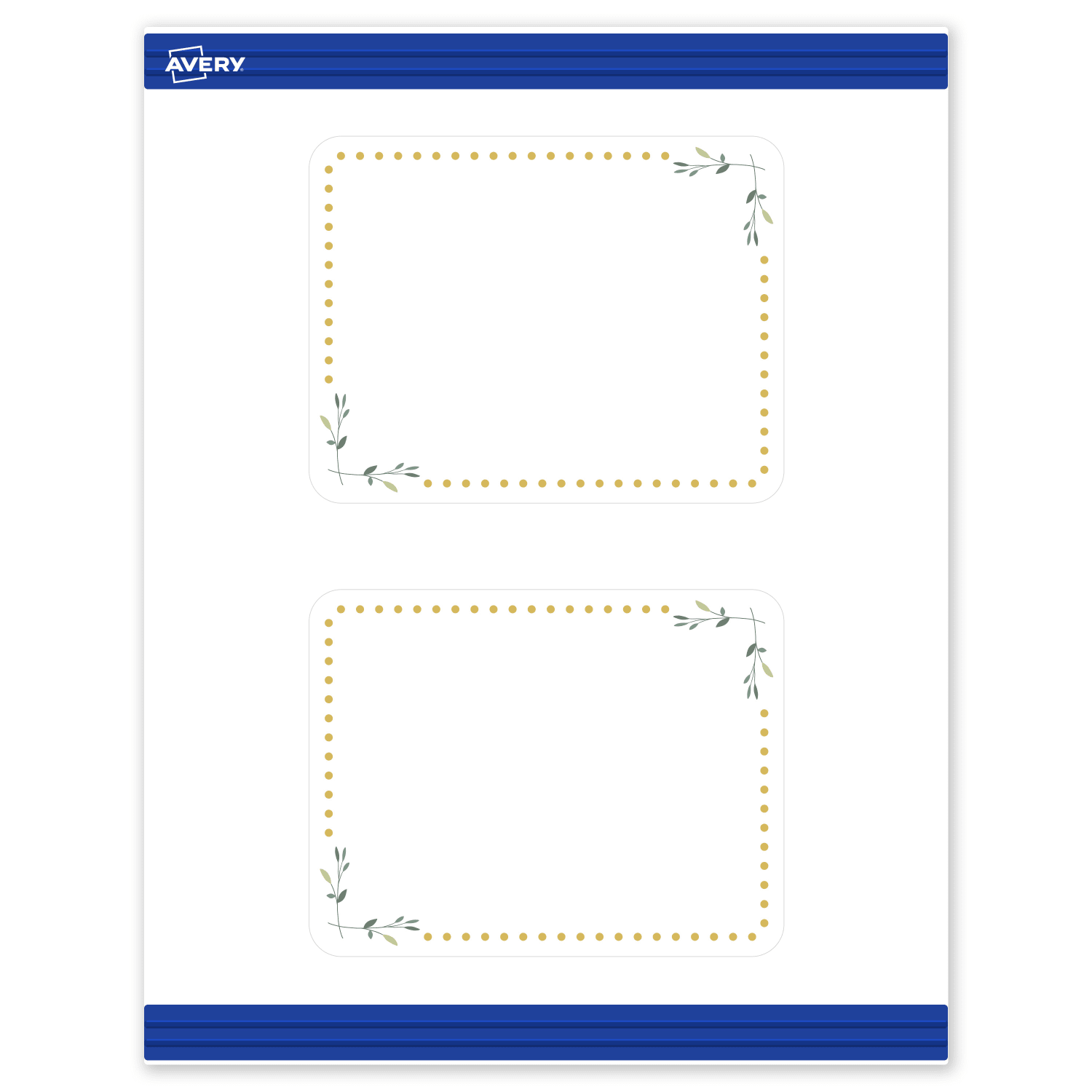 Avery Printable Postcards With Sure Feed Technology, 4.25in x 5-1/2in, Matte White With Gold Dots/Green Floral Design, Pack Of 20 - Image 3