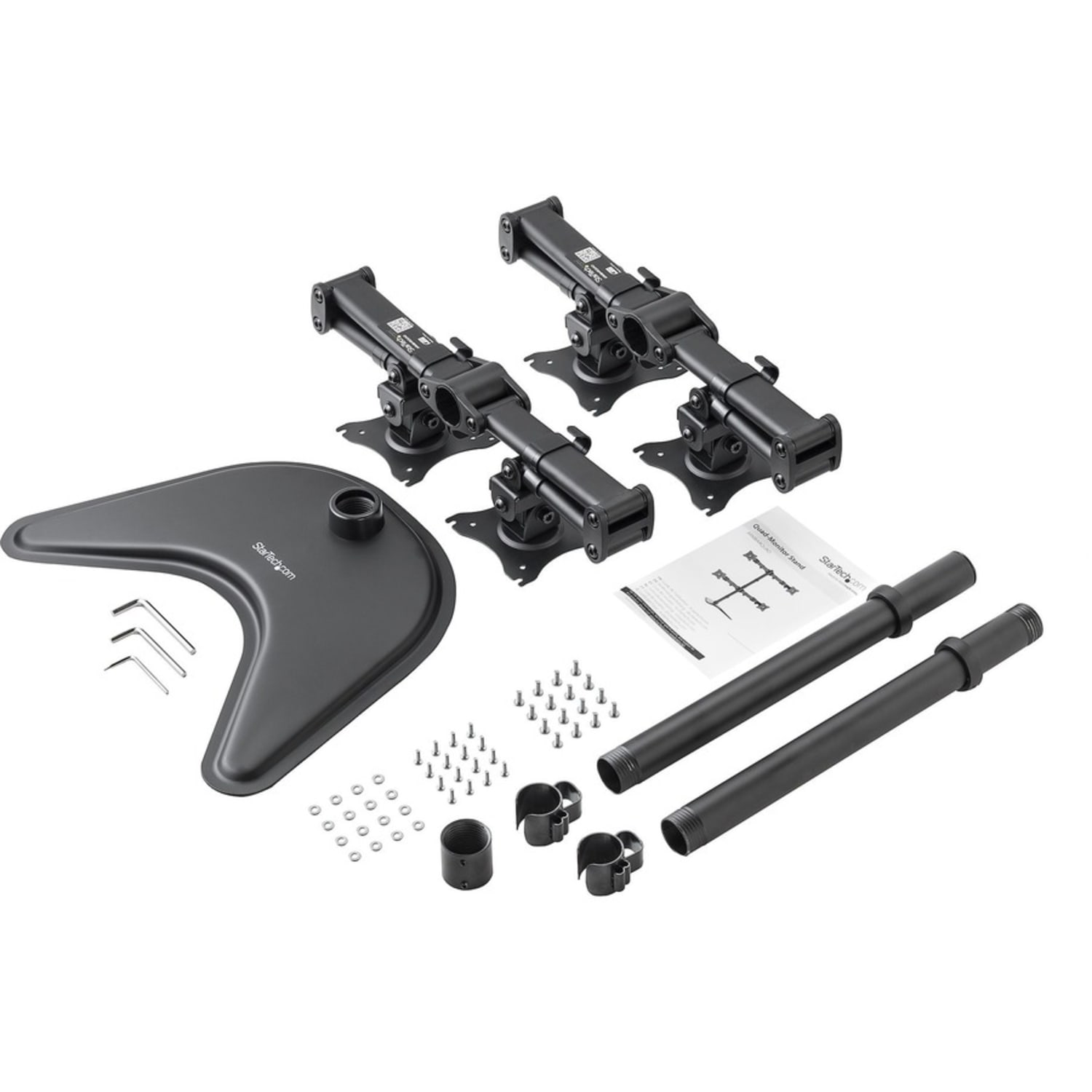 StarTech.com Quad Monitor Stand - Crossbar - Steel - Monitors up to 27in- Vesa Monitor - Computer Monitor Stand - ARMBARQUAD - Image 4