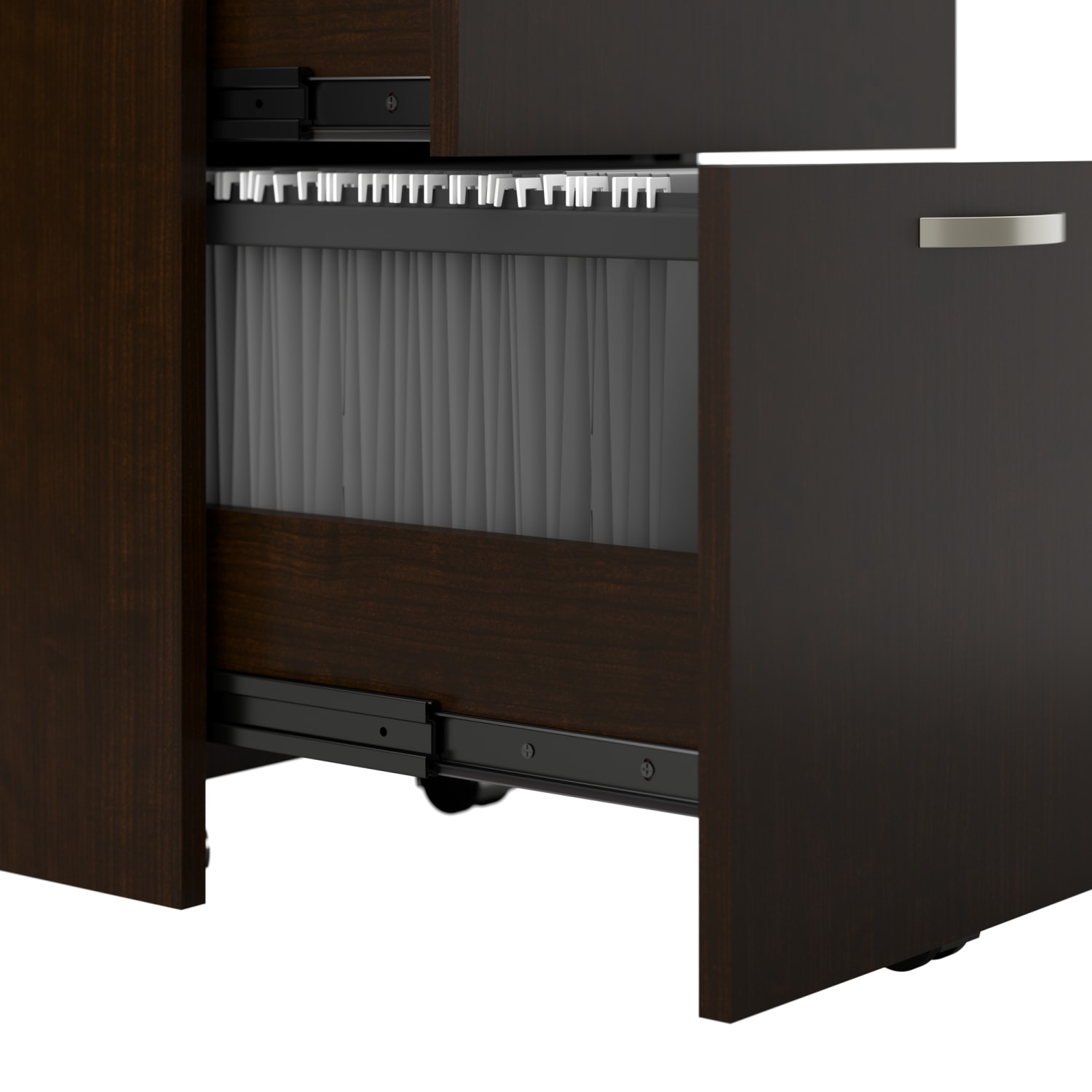 Bush Business Furniture Office In An Hour Straight Workstation With Storage & Accessory Kit, 63inH x 64-1/2inW x D, Mocha Cherry Finish, Standard Delivery - Image 5