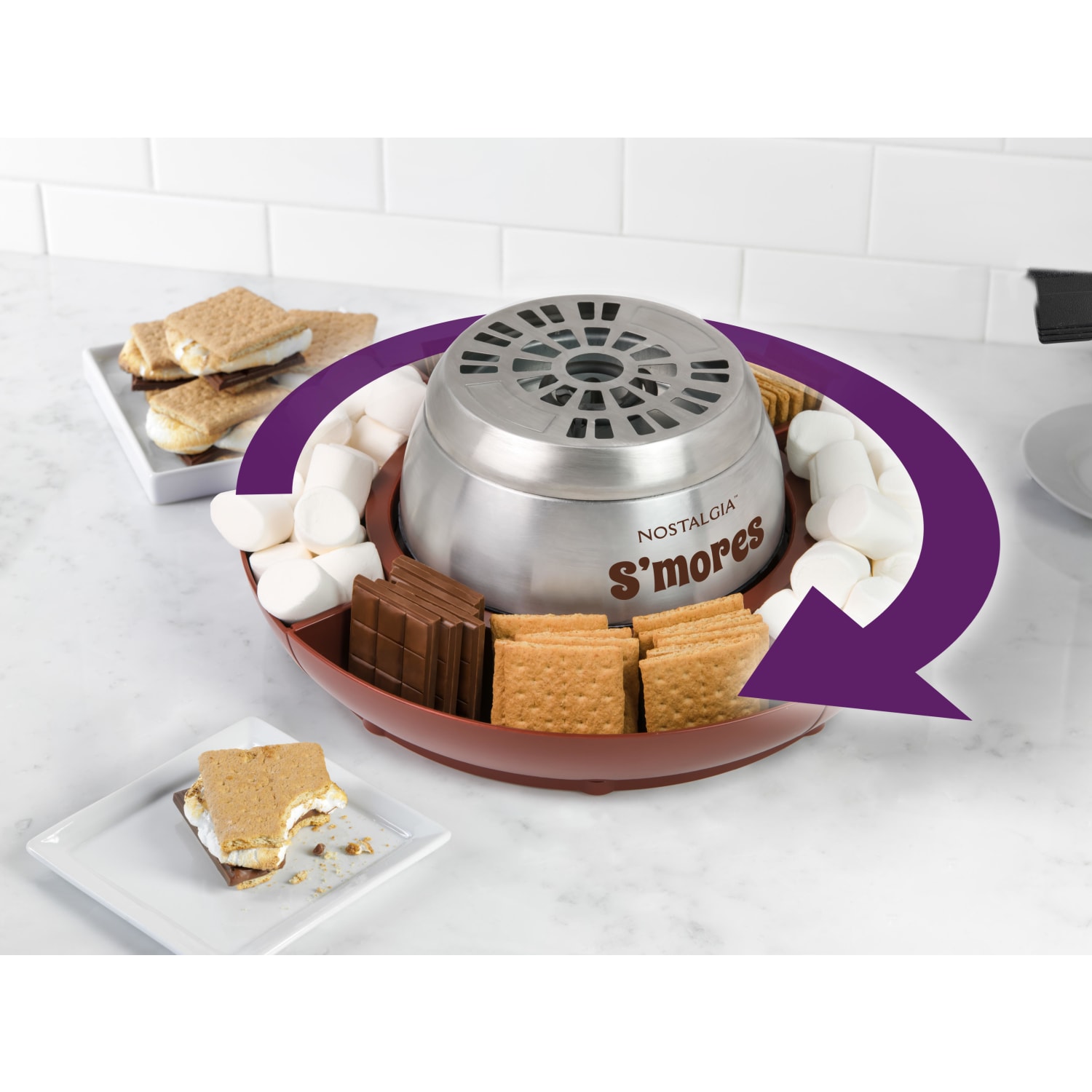 Nostalgia Electrics NLSM4BR Indoor Electric Stainless Steel Smores Maker, Brown - Image 5