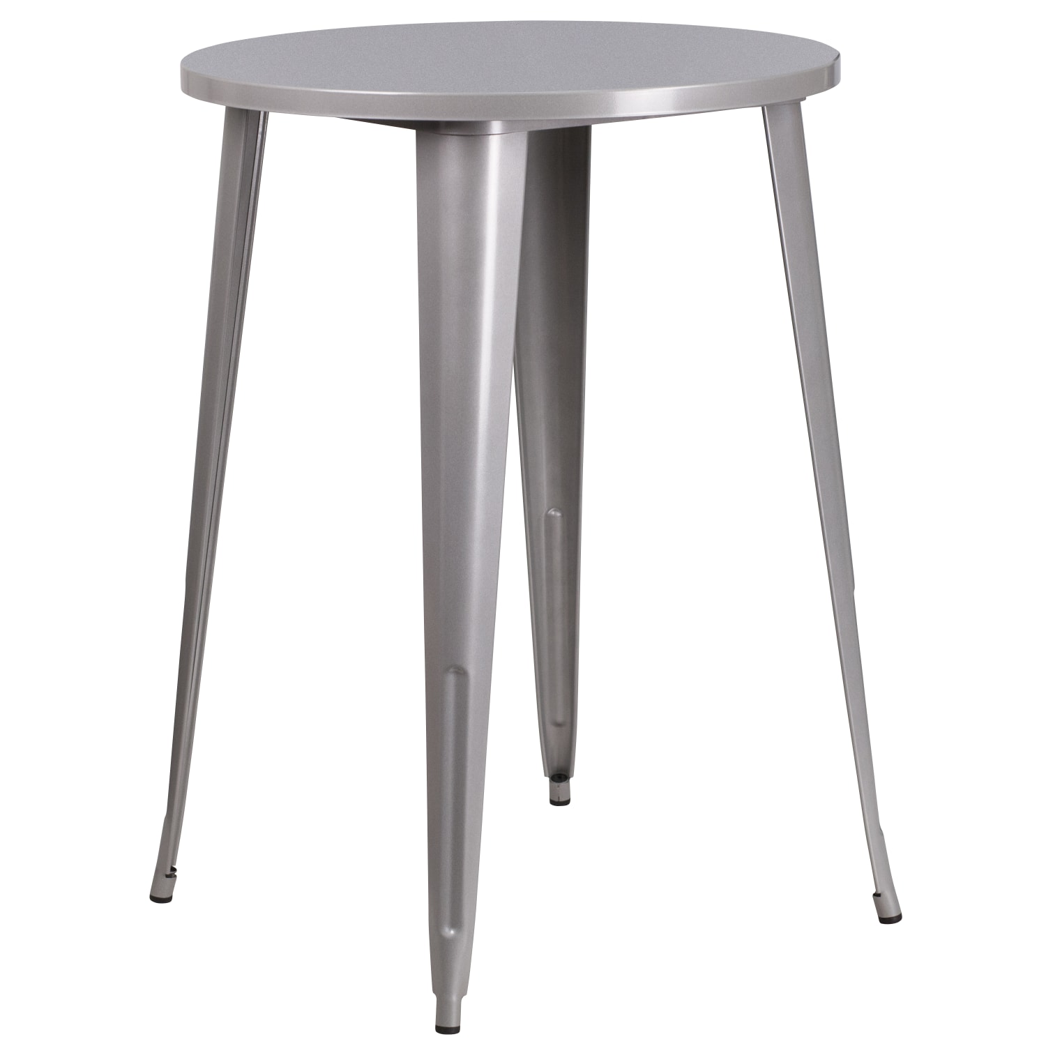 Flash Furniture Commercial Grade 30in Round Metal Indoor-Outdoor Bar Height Table, Silver