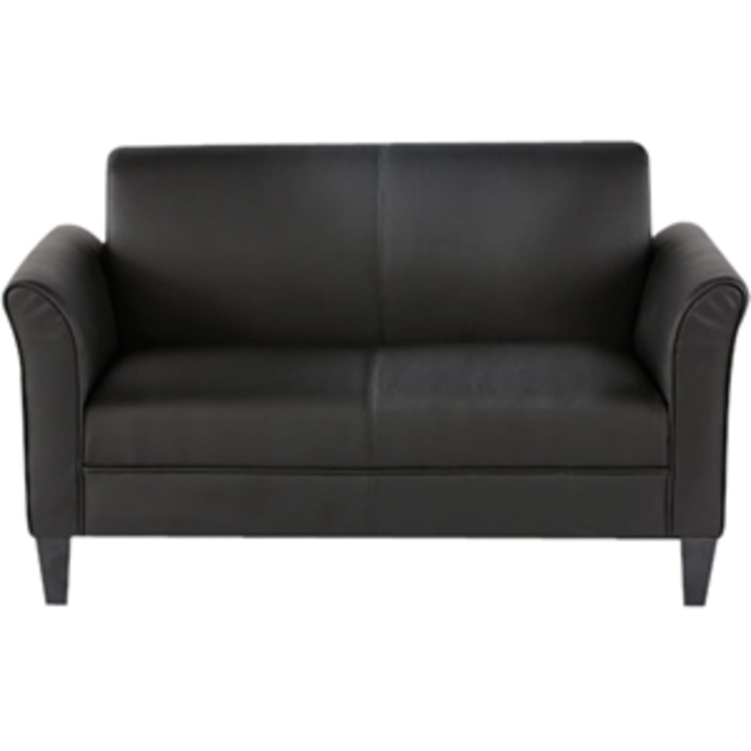 Alera 2-Cushion Loveseat - 42.13in Seat Width - Wood Black Frame - 55.5in x 31.5in x 32in Overall Dimension - Leather Black Seat - Hardwood Back - Image 3