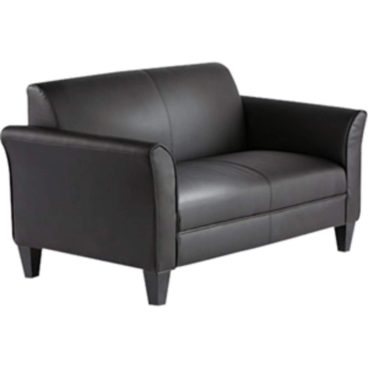 Alera 2-Cushion Loveseat - 42.13in Seat Width - Wood Black Frame - 55.5in x 31.5in x 32in Overall Dimension - Leather Black Seat - Hardwood Back - Image 4