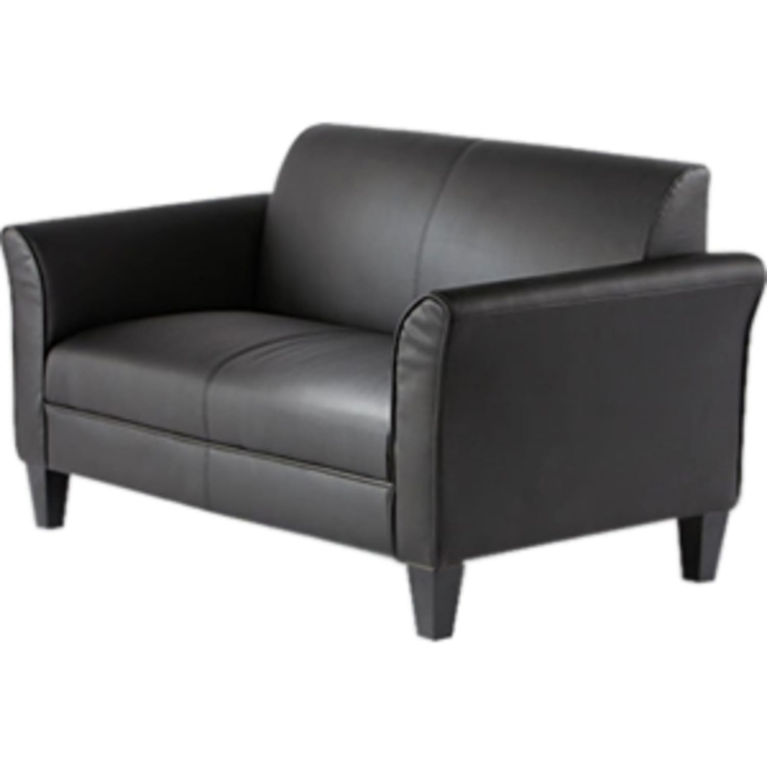 Alera 2-Cushion Loveseat - 42.13in Seat Width - Wood Black Frame - 55.5in x 31.5in x 32in Overall Dimension - Leather Black Seat - Hardwood Back - Image 5