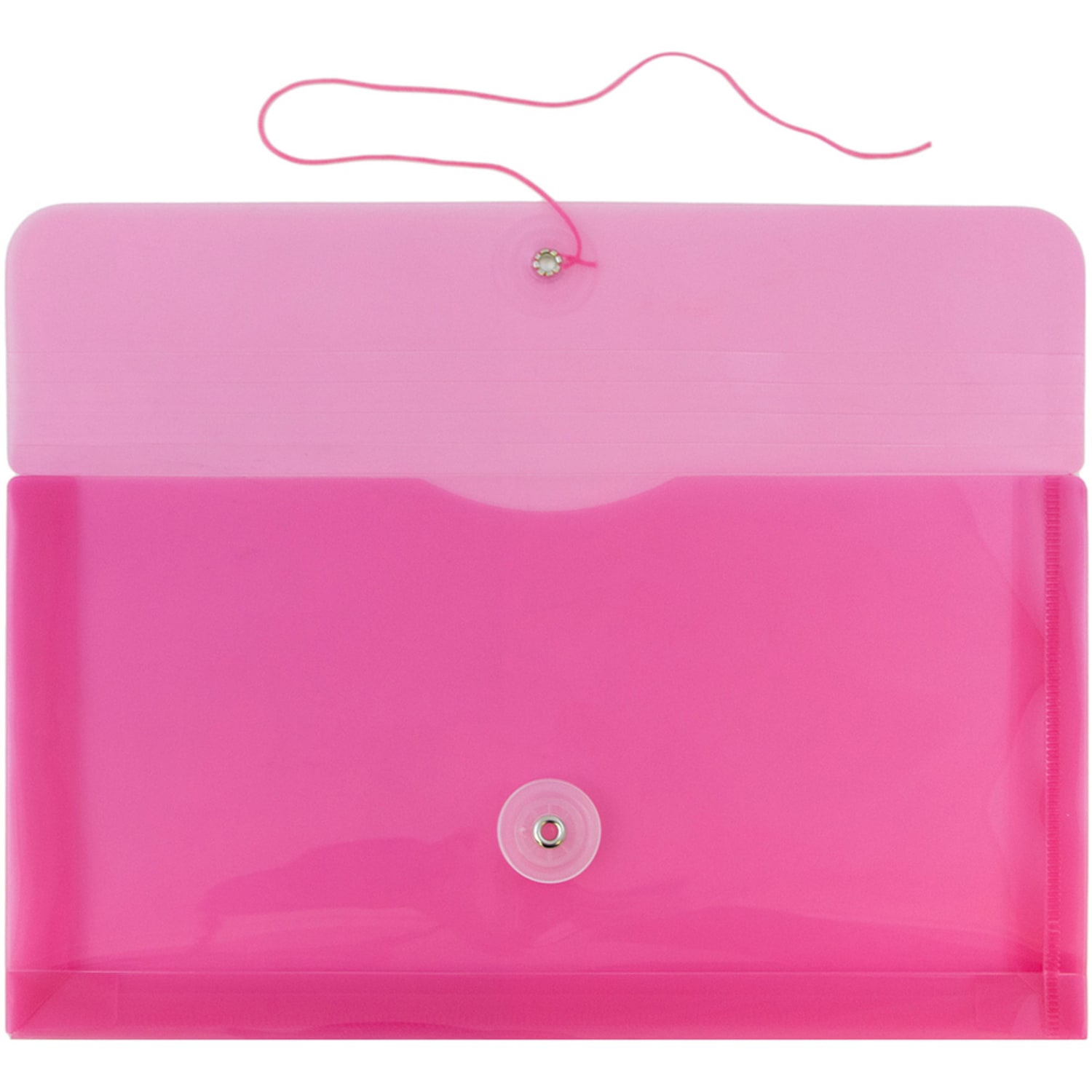JAM Paper Booklet Plastic Envelopes, #10, Button & String Closure, Fuchsia Pink, Pack Of 12 - Image 3