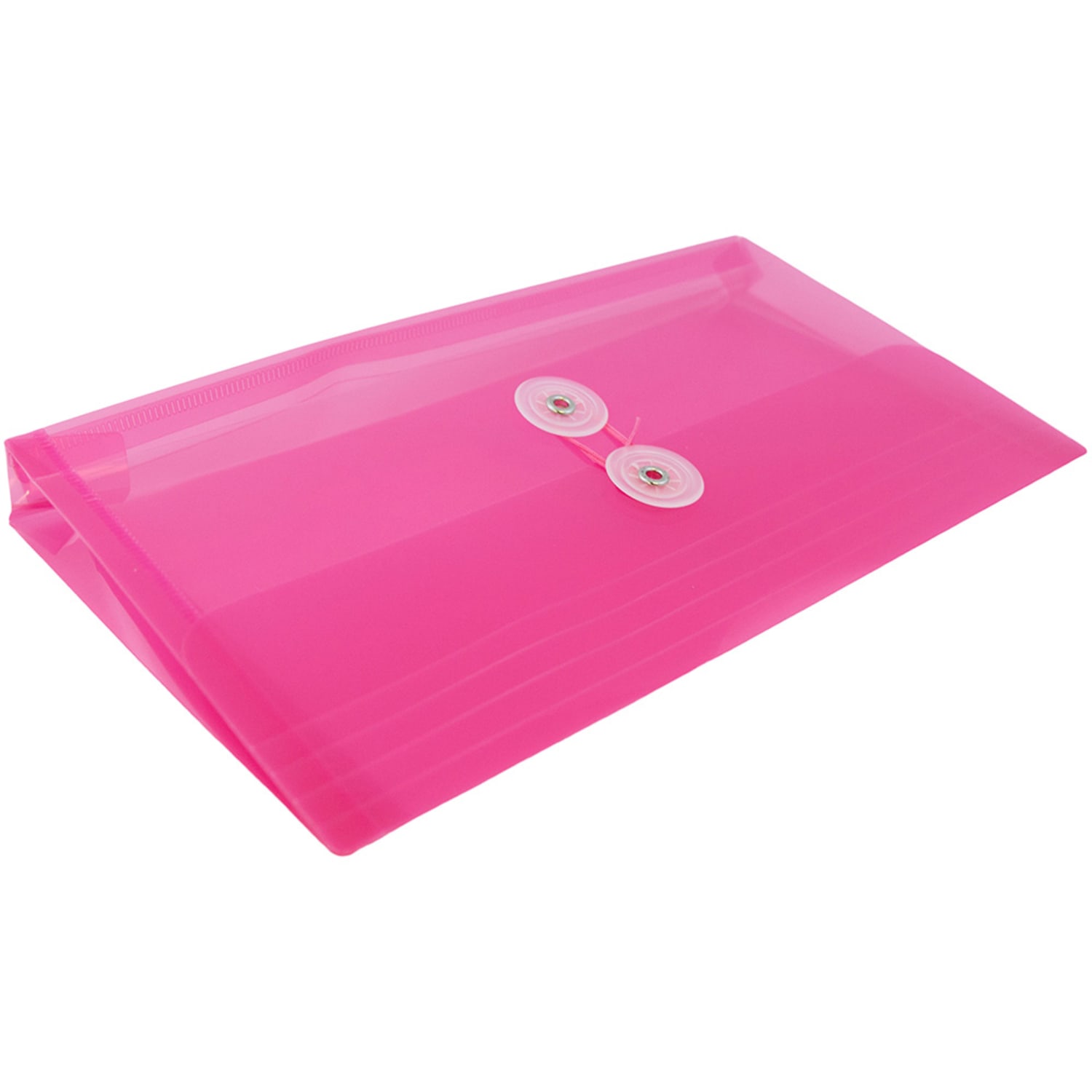 JAM Paper Booklet Plastic Envelopes, #10, Button & String Closure, Fuchsia Pink, Pack Of 12 - Image 5