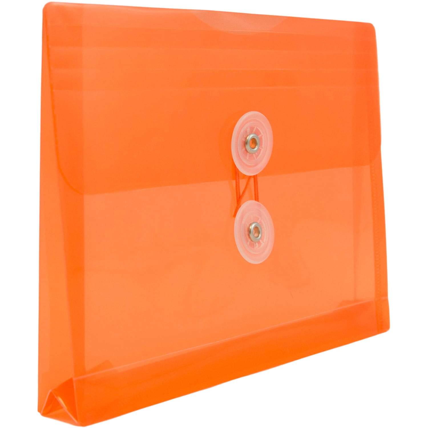 JAM Paper Index Booklet Plastic Envelopes, 5 1/2in x 7 1/2in, Button & String Closure, Orange, Pack Of 12 - Image 4