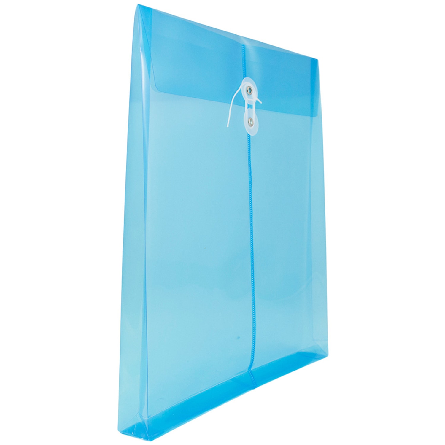 JAM Paper Open-End Plastic Envelopes, Letter-Size, 9 3/4in x 11 3/4in, Button & String Closure, Blue, Pack Of 12 - Image 4