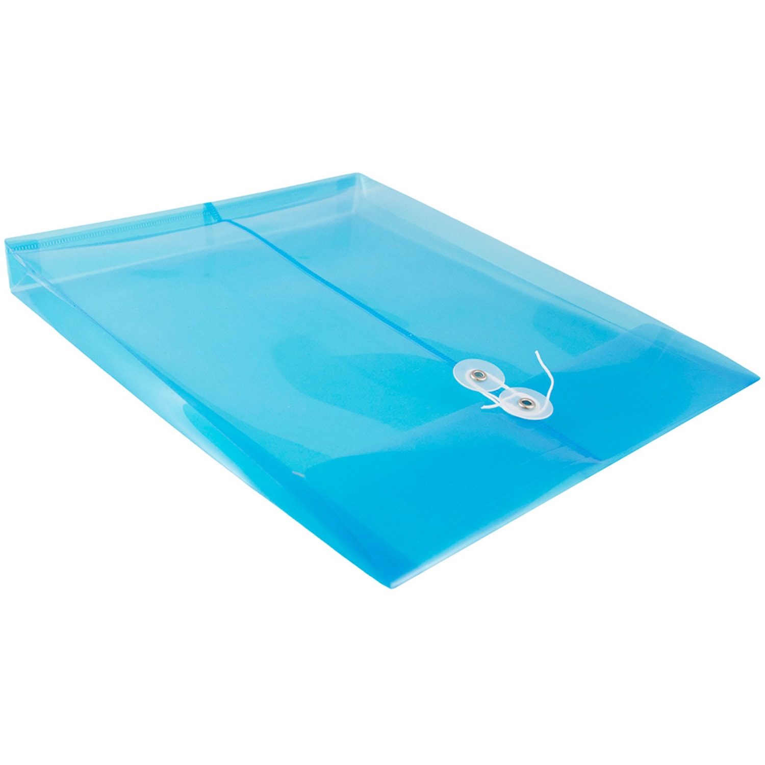 JAM Paper Open-End Plastic Envelopes, Letter-Size, 9 3/4in x 11 3/4in, Button & String Closure, Blue, Pack Of 12 - Image 5