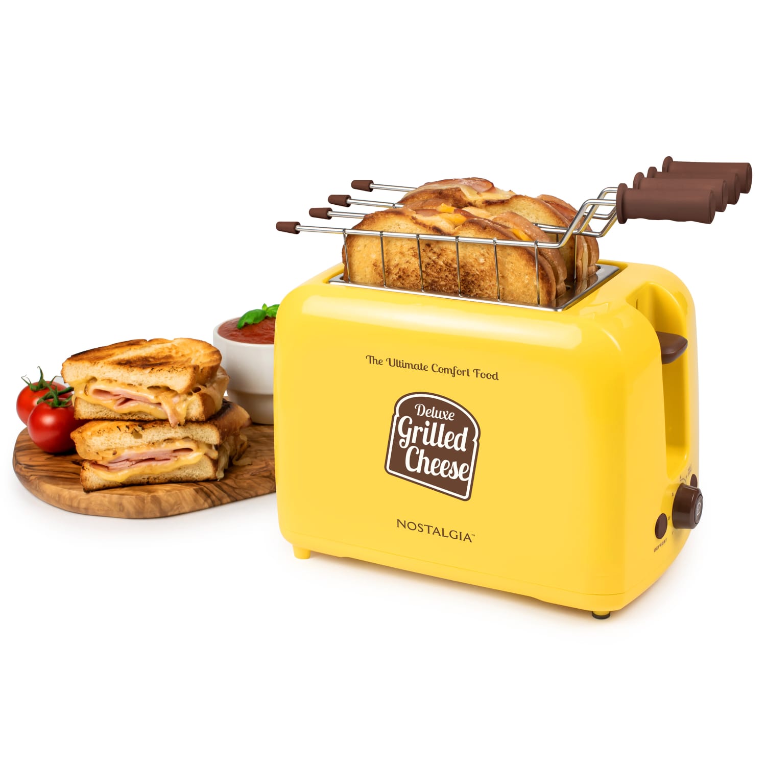 Nostalgia Electrics Deluxe Extra-Wide Slot Grilled Cheese Sandwich Toaster With Easy-Clean Toasting Baskets, Yellow - Image 5