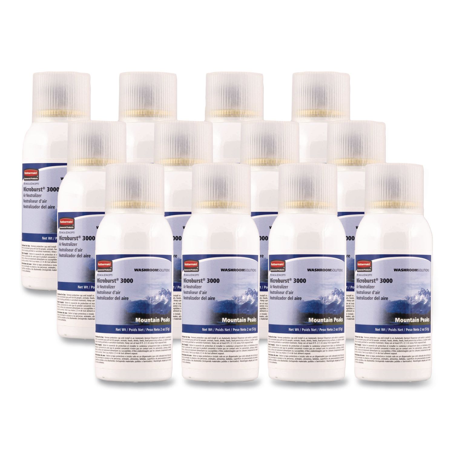 Rubbermaid Microburst 3000 LumeCel Dispenser Refills, 2 Oz, Mountain Peaks Scent, Pack Of 12 Refills