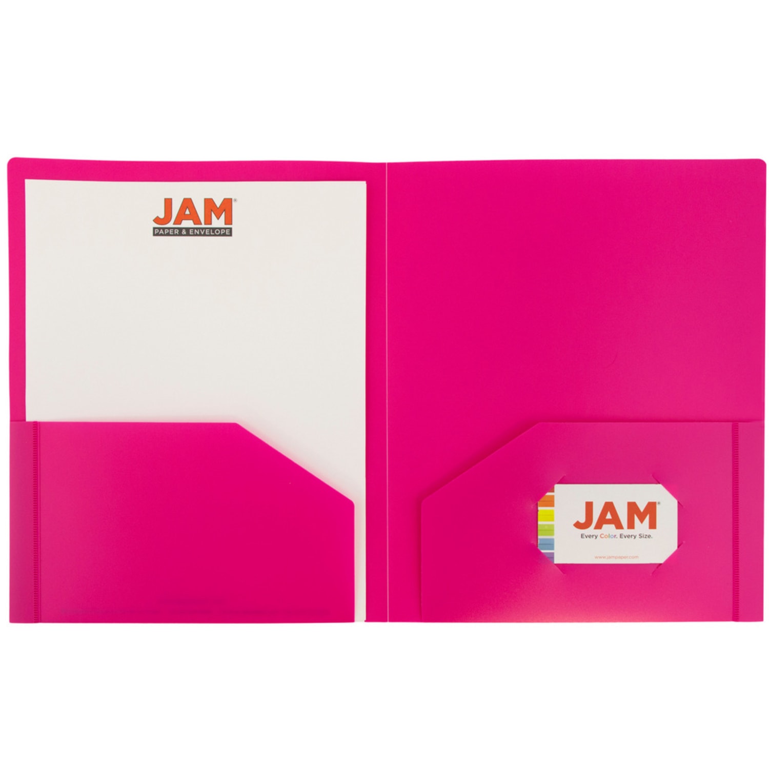 JAM Paper Heavy-Duty 2-Pocket Plastic Presentation Folders, 9in x 12in, Fuchsia Pink, Pack Of 6 - Image 5