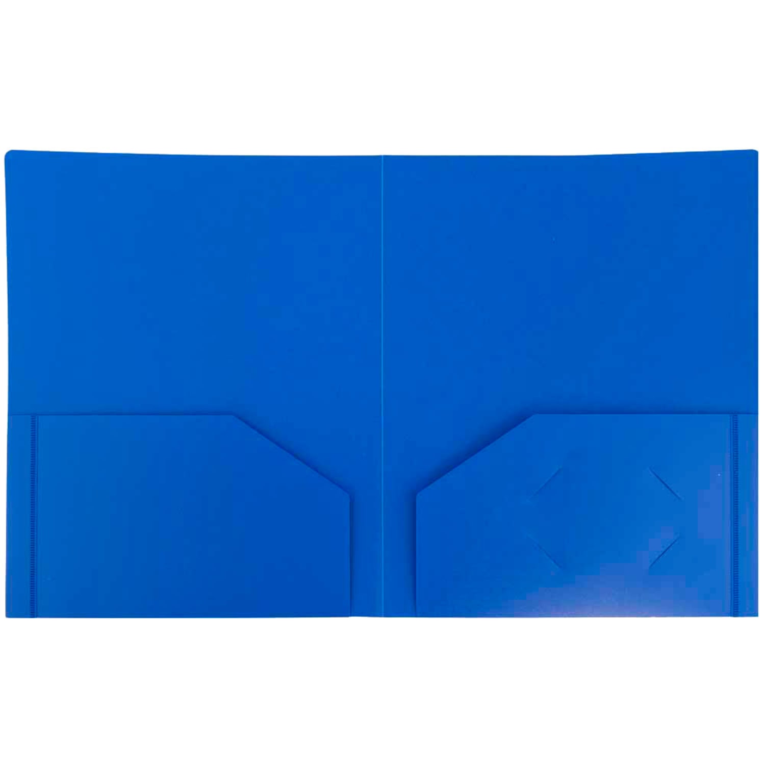JAM Paper Heavy-Duty 2-Pocket Plastic Presentation Folders, 9in x 12in, Blue, Pack Of 6 - Image 4