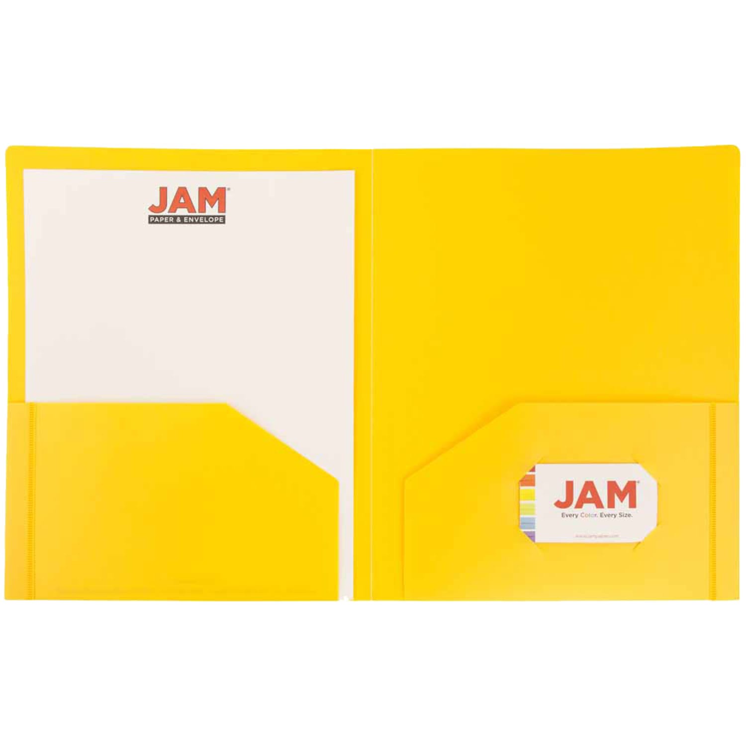 JAM Paper Heavy-Duty 2-Pocket Plastic Presentation Folders, 9in x 12in, Yellow, Pack Of 6 - Image 5