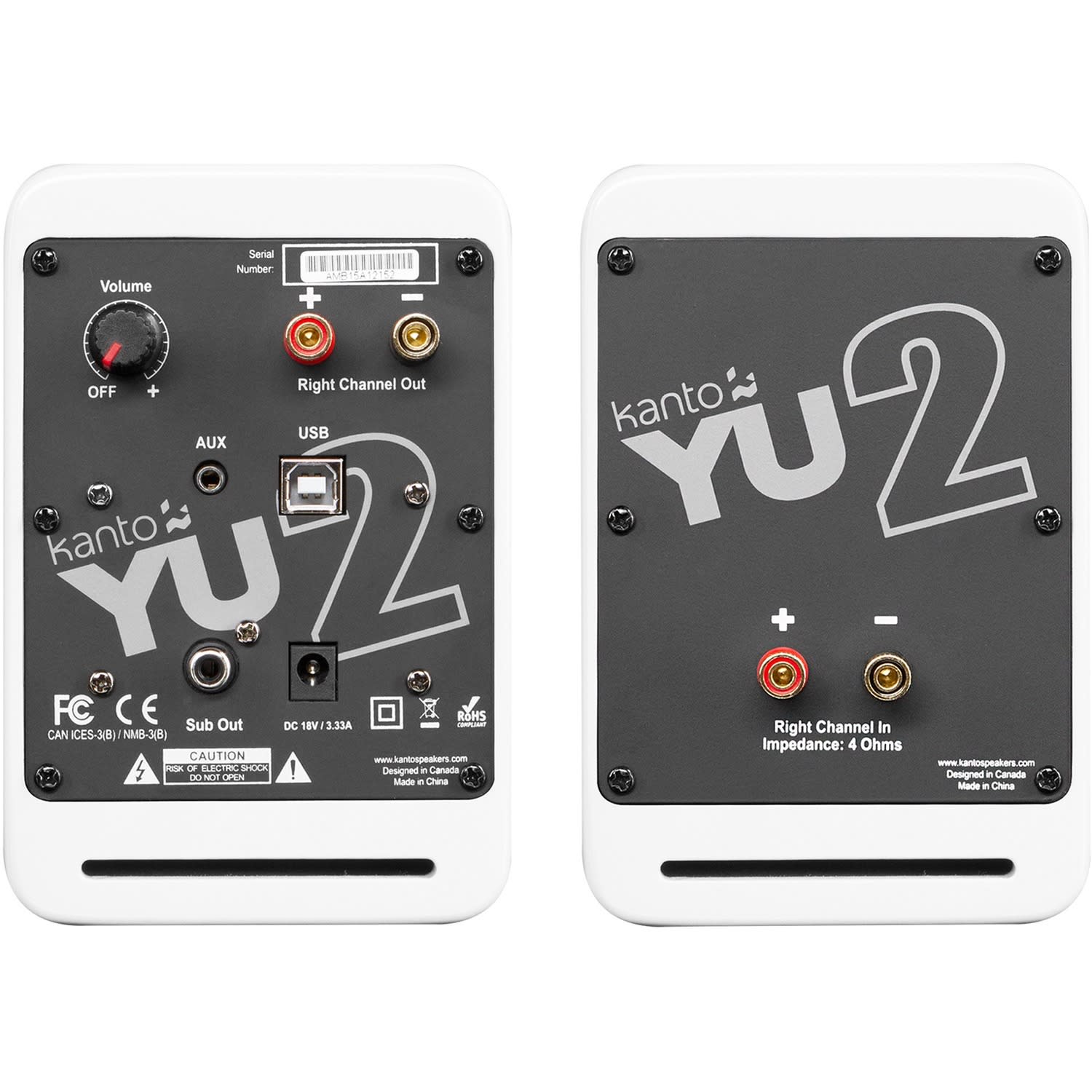 Kanto YU2MW 2.0 Speaker System - 50 W RMS - Matte White - Stand Mountable - Desktop - 80 Hz to 20 kHz - USB - 1 Pack - Image 5