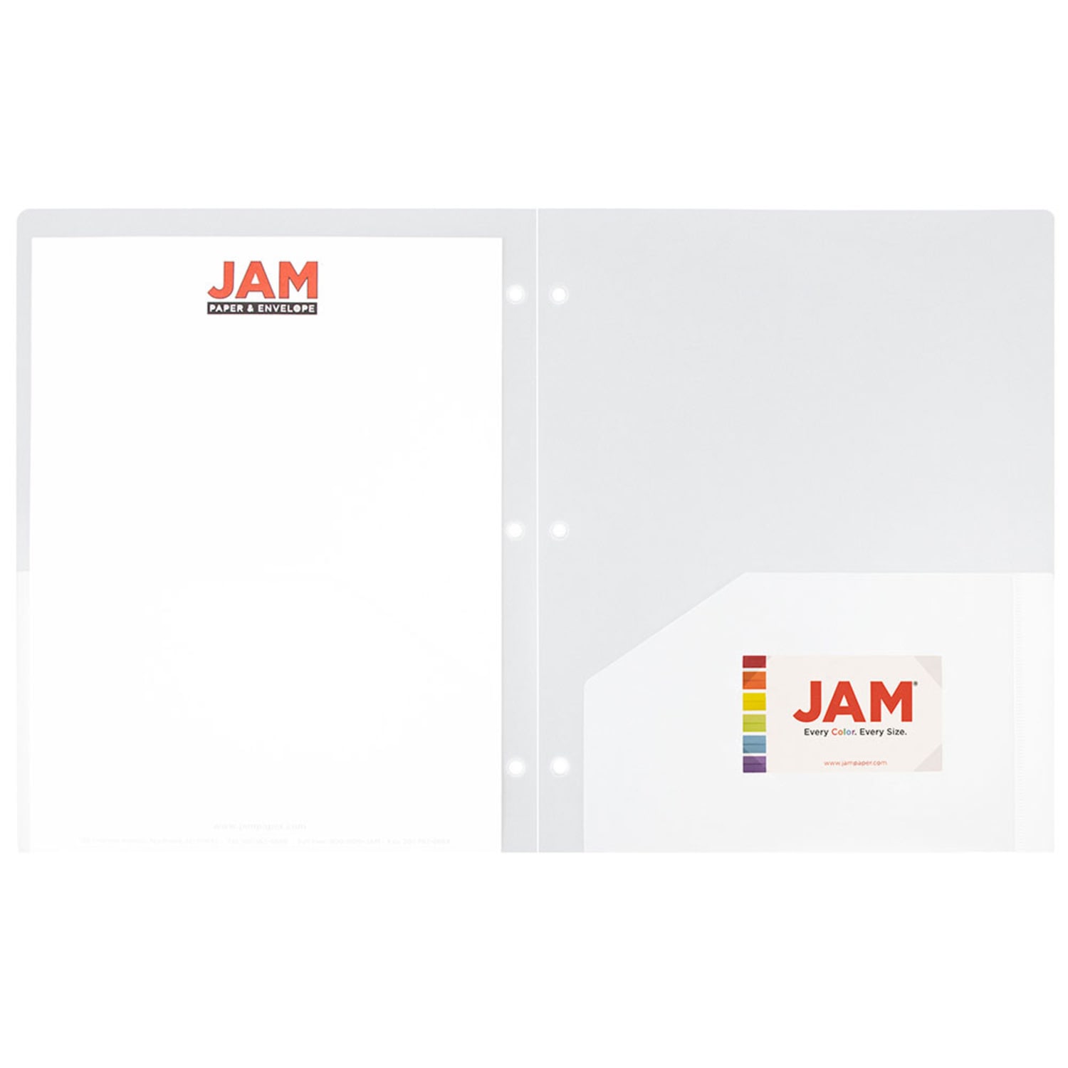 JAM Paper 3-Hole-Punched 2-Pocket Plastic Presentation Folders, 9in x 12in, Clear, Pack Of 6 - Image 5