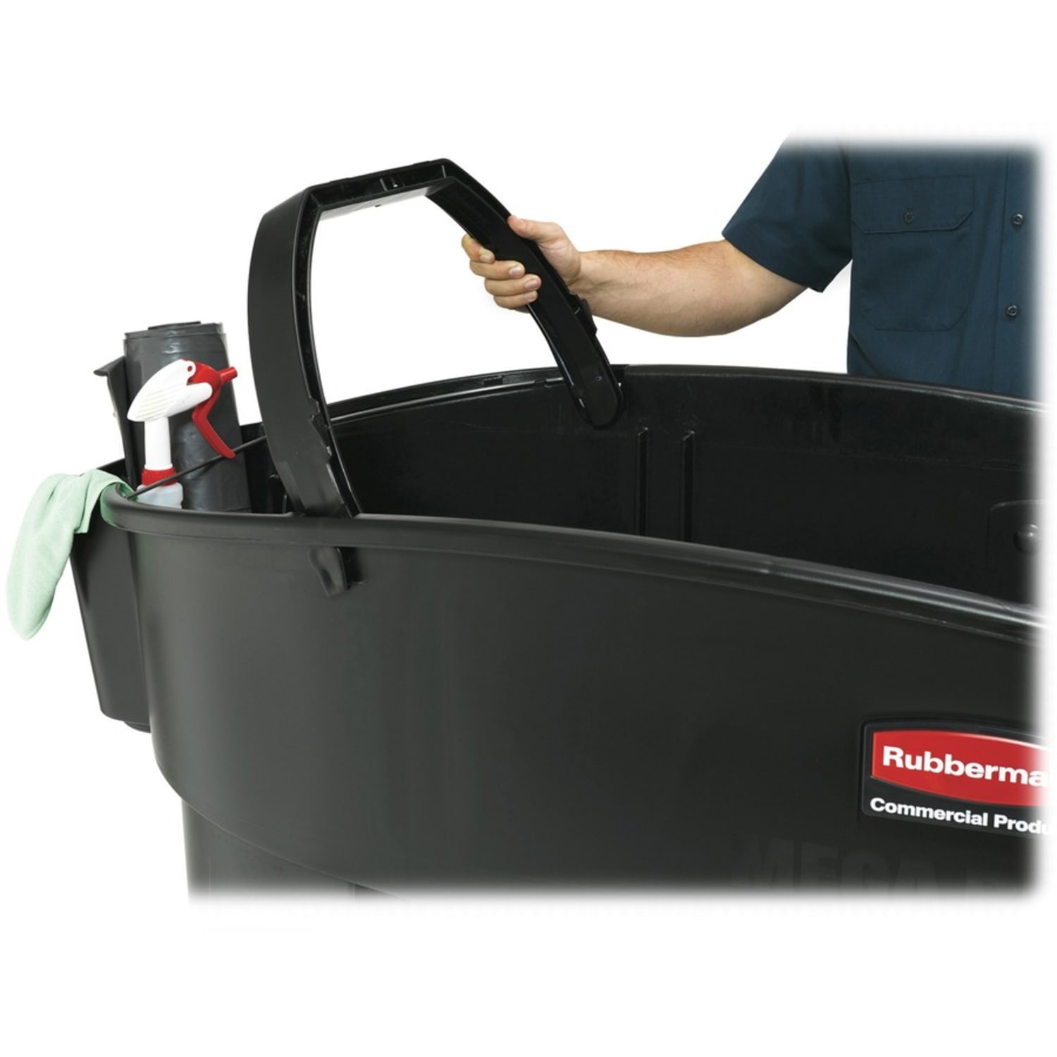 Rubbermaid Mega BRUTE Mobile Waste Collector - 120 gal Capacity - 42.5in Height x 27.5in Width - Black - 1 Each - Image 6