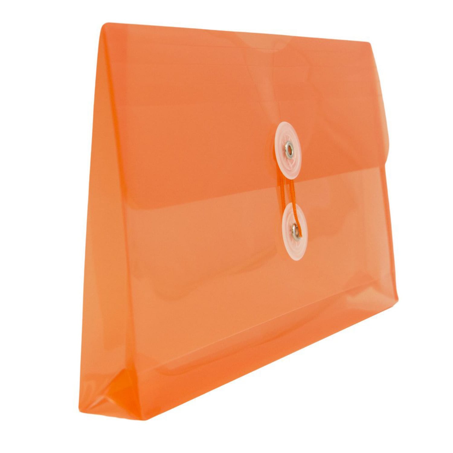 JAM Paper Booklet Plastic Envelopes, #10, Button & String Closure, Orange, Pack Of 12 - Image 4