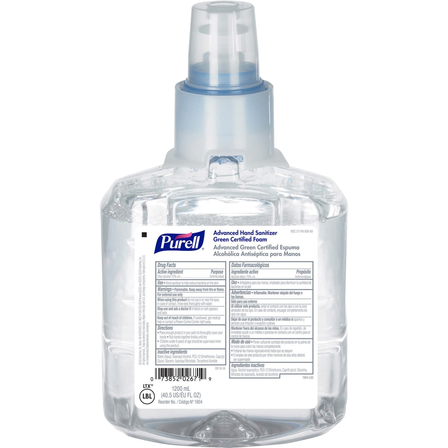 Purell Advanced Green Certified Foam Instant Hand Sanitizer LTX-12 1200mL Refill - Image 3