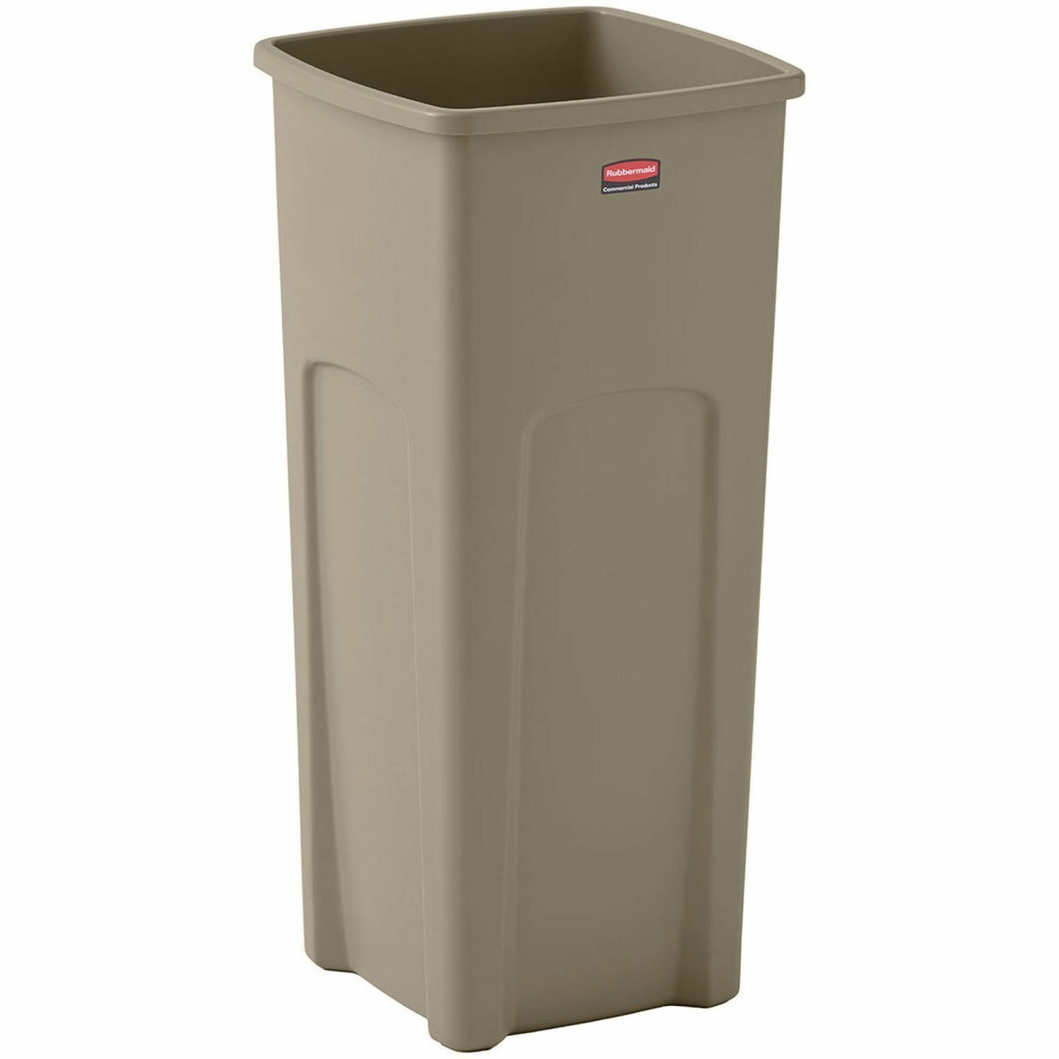 Rubbermaid Commercial Untouchable Square Container - 23 gal Capacity - Square - Crack Resistant - 32.9in Height x 16.5in Width x 15.5in Depth - Plastic - Beige - 1 Each - Image 3