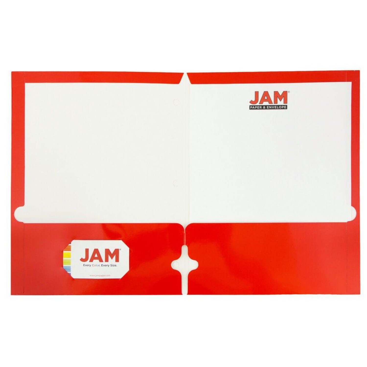 JAM Paper Glossy 3-Hole-Punched 2-Pocket Presentation Folders, Red, Pack of 6 - Image 5