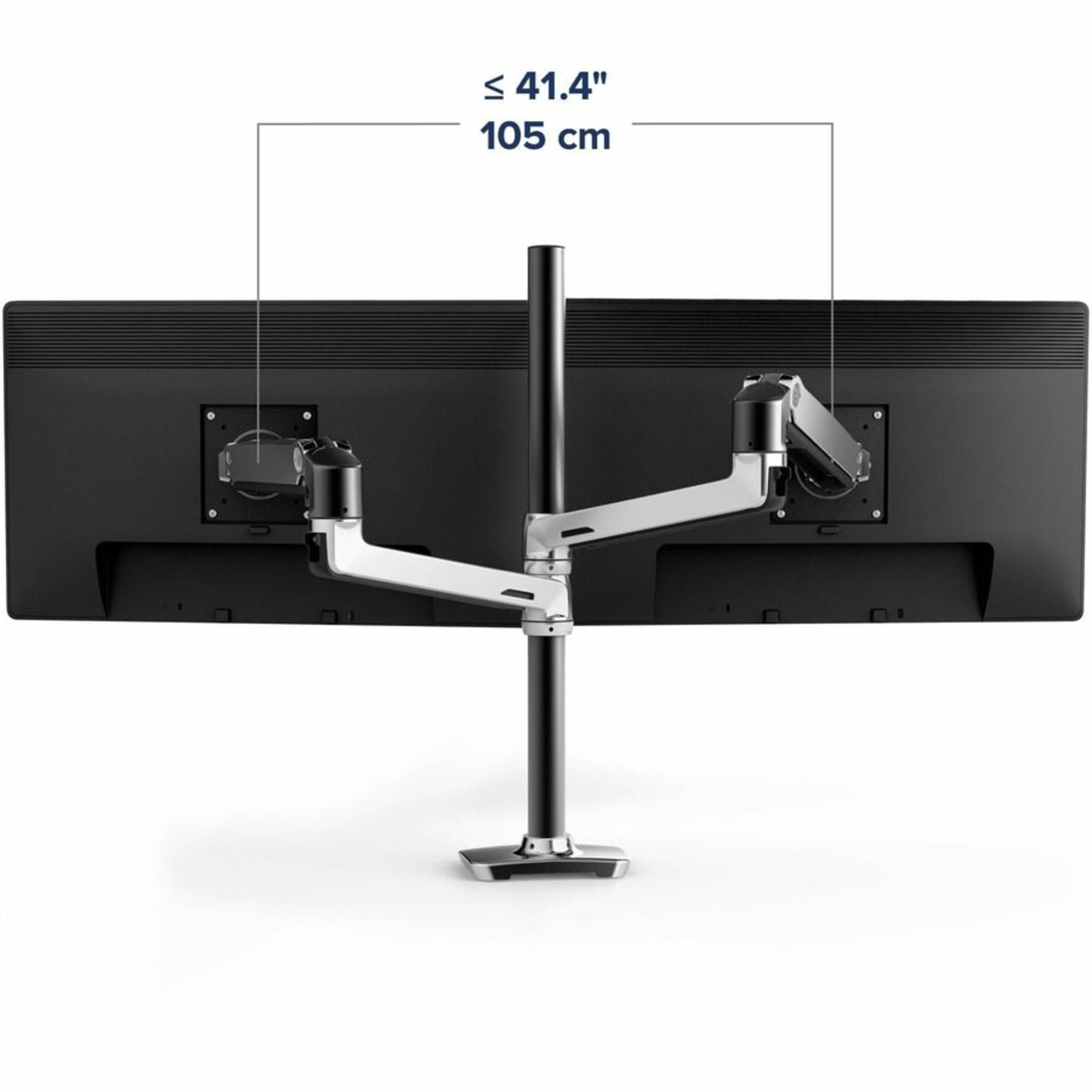Ergotron Desk Mount for Monitor - Polished Aluminum - Height Adjustable - 2 Display(s) Supported - 40in Screen Support - 40 lb Load Capacity - 100 x 100, 75 x 75 - Image 5