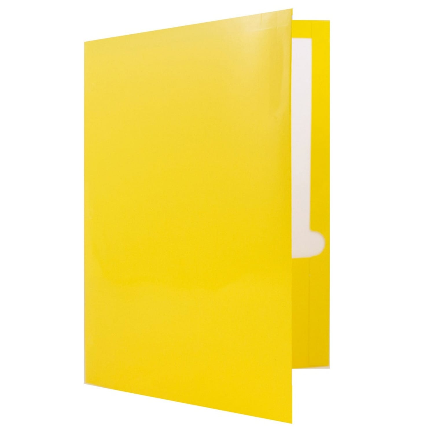 JAM Paper Glossy 3-Hole-Punched 2-Pocket Presentation Folders, Yellow, Pack of 6 - Image 4