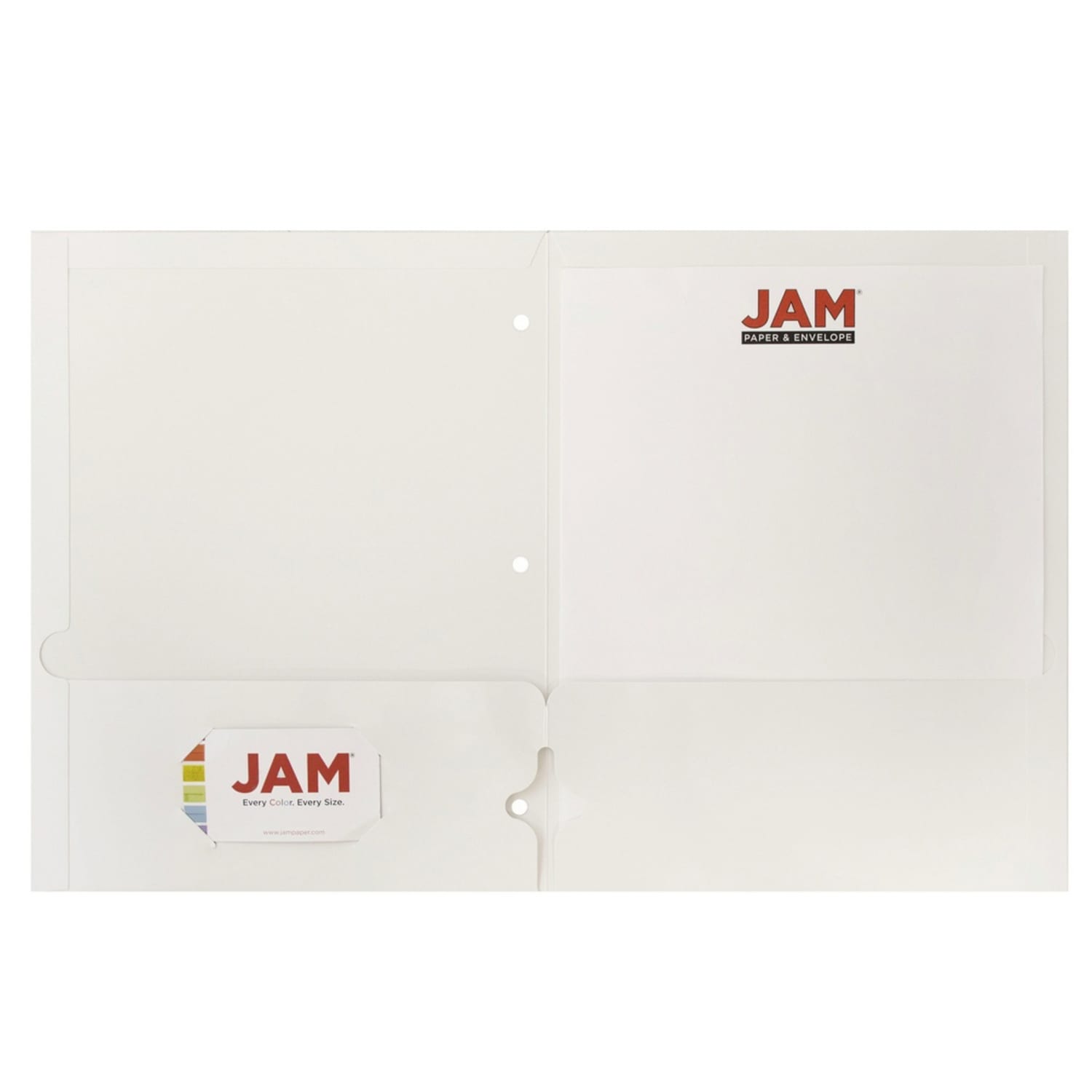 JAM Paper Glossy 3-Hole-Punched 2-Pocket Presentation Folders, White, Pack of 6 - Image 3
