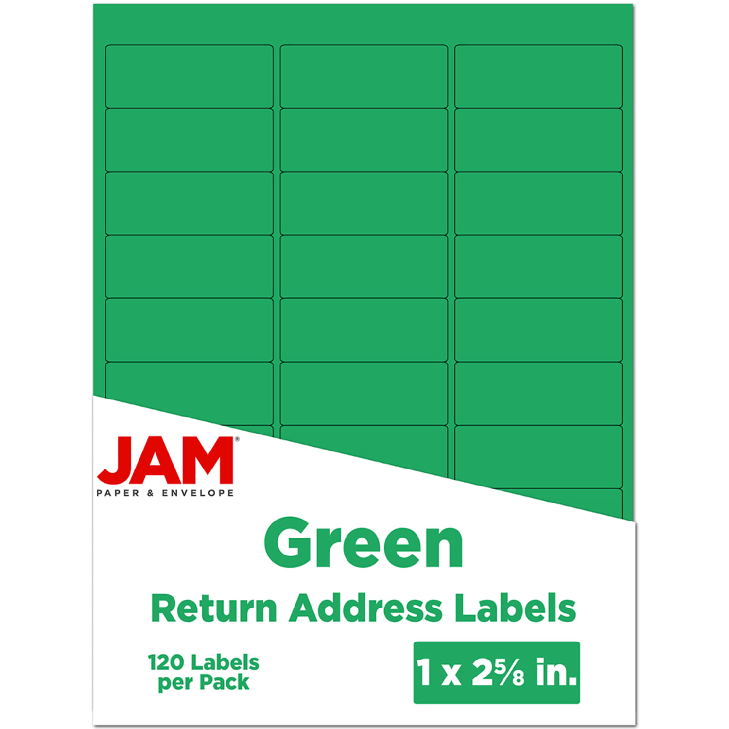JAM Paper Mailing Address Labels, Rectangle, 2 5/8in x 1in, Green, Pack Of 120