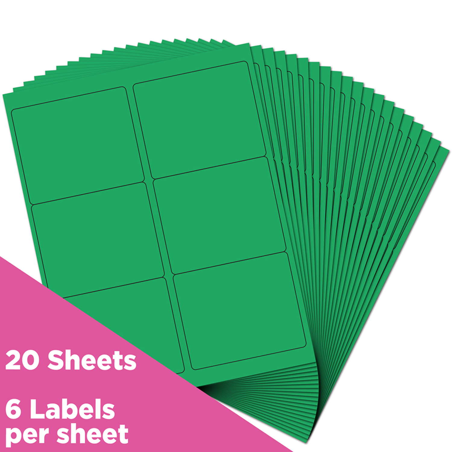 JAM Paper Mailing Address Labels, Rectangle, 3 1/3in x 4in, Green, Pack Of 120 - Image 3