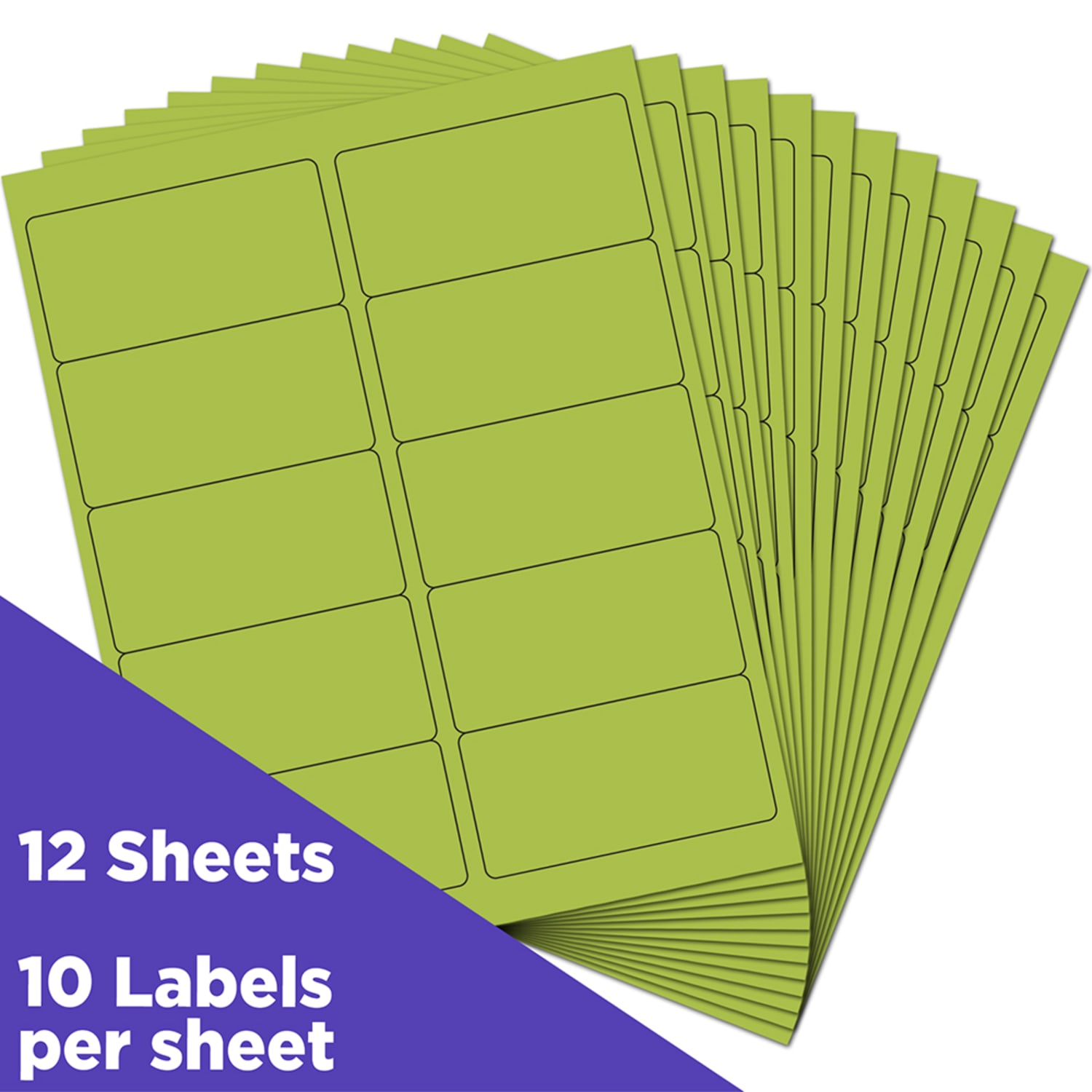 JAM Paper Mailing Address Labels, Rectangle, 2in x 4in, Lime Green, Pack Of 120 - Image 3