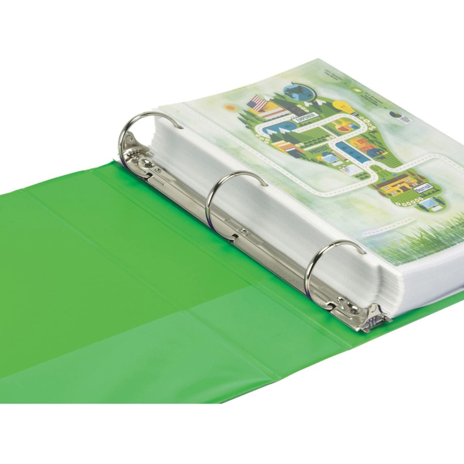 Samsill Presentation View 3-Ring Binder, 2in Round Rings, Lime, Pack Of 2 - Image 5