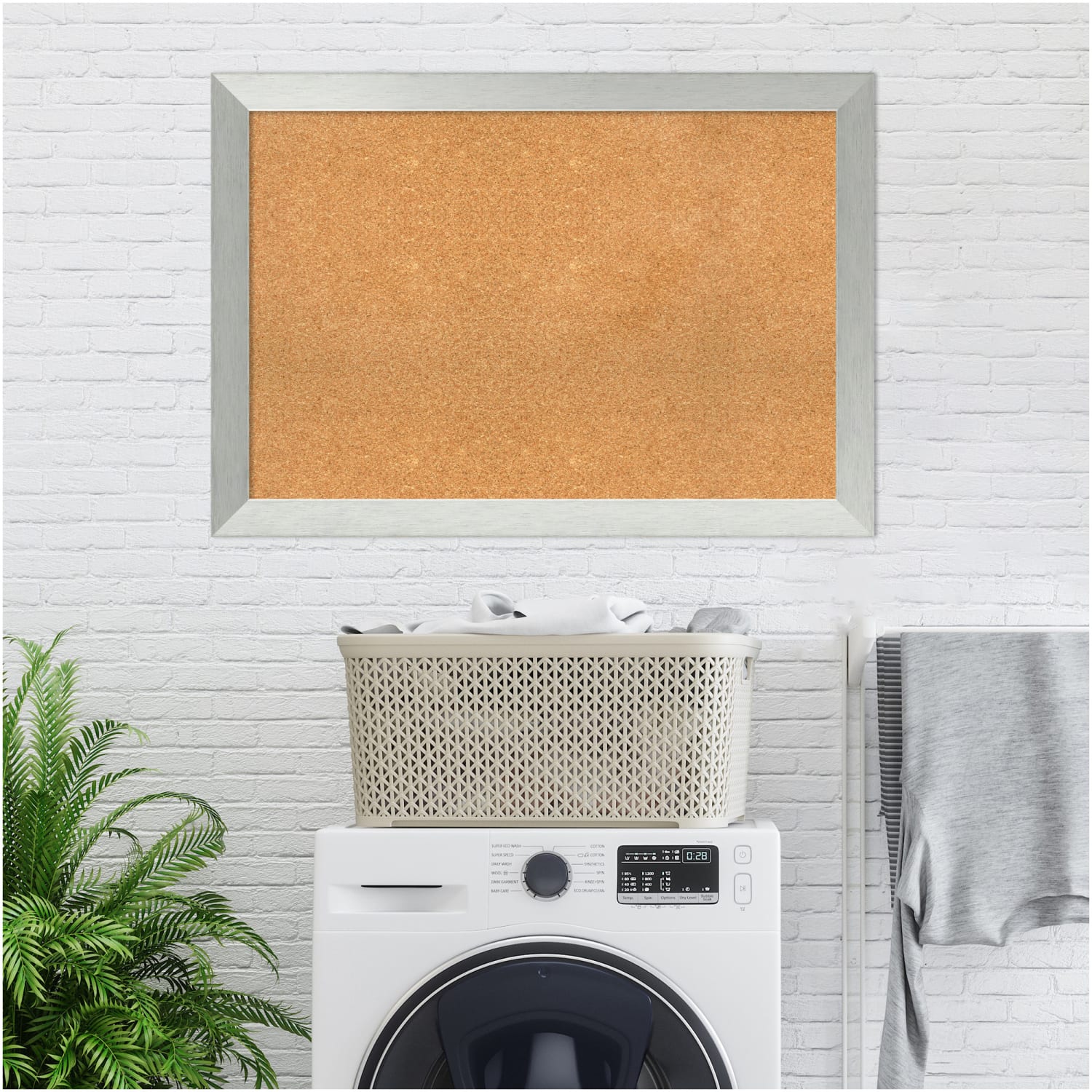 Amanti Art Cork Bulletin Board, 28in x 40in, Natural, Brushed Sterling Silver Wood Frame - Image 6
