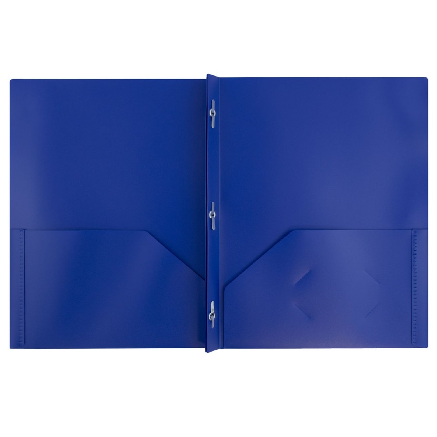 JAM Paper Plastic 2-Pocket POP Folders with Metal Prongs Fastener Clasps, 9 1/2in x 11 1/2in, Deep Blue, Pack Of 6 - Image 3