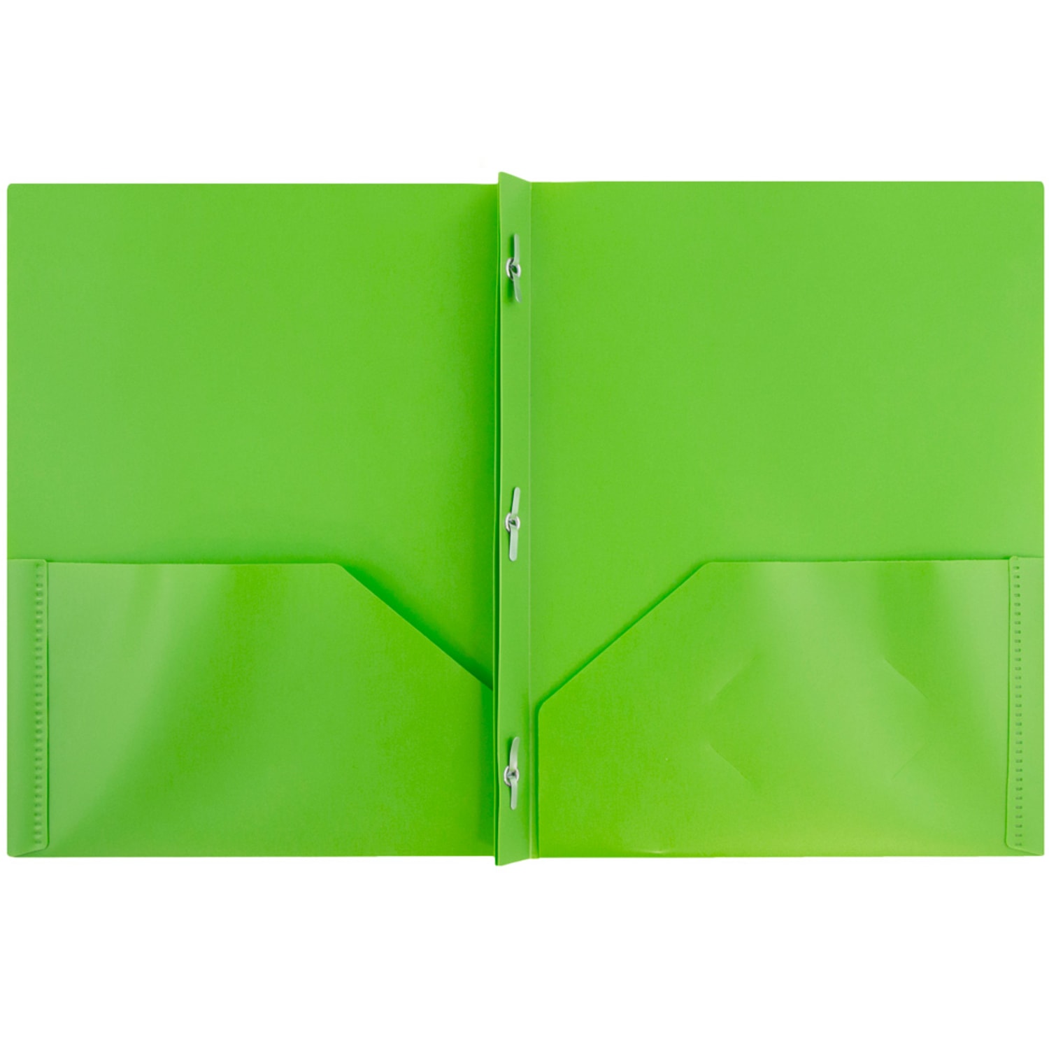JAM Paper Plastic 2-Pocket POP Folders with Metal Prongs Fastener Clasps, 9 1/2in x 11 1/2in, Lime Green, Pack Of 6 - Image 3