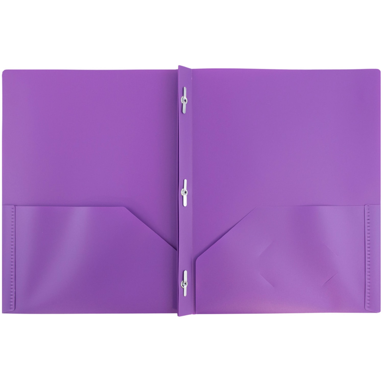 JAM Paper Plastic 2-Pocket POP Folders with Metal Prongs Fastener Clasps, 9 1/2in x 11 1/2in, Purple, Pack Of 6 - Image 3