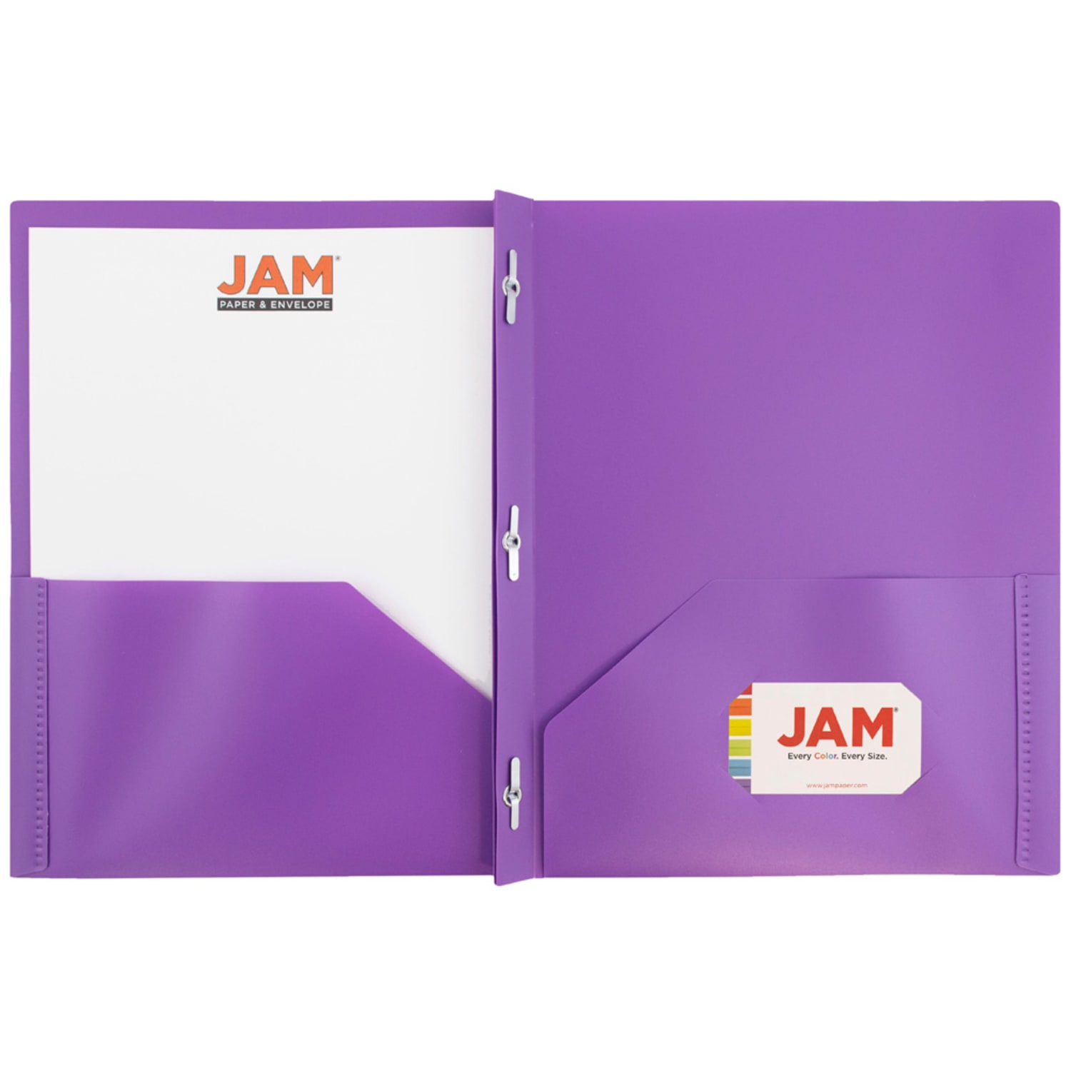 JAM Paper Plastic 2-Pocket POP Folders with Metal Prongs Fastener Clasps, 9 1/2in x 11 1/2in, Purple, Pack Of 6 - Image 4