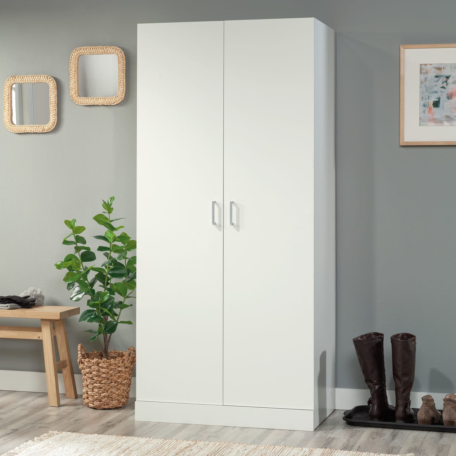 Sauder Beginnings 33inW Storage Wardrobe Cabinet, White - Image 5