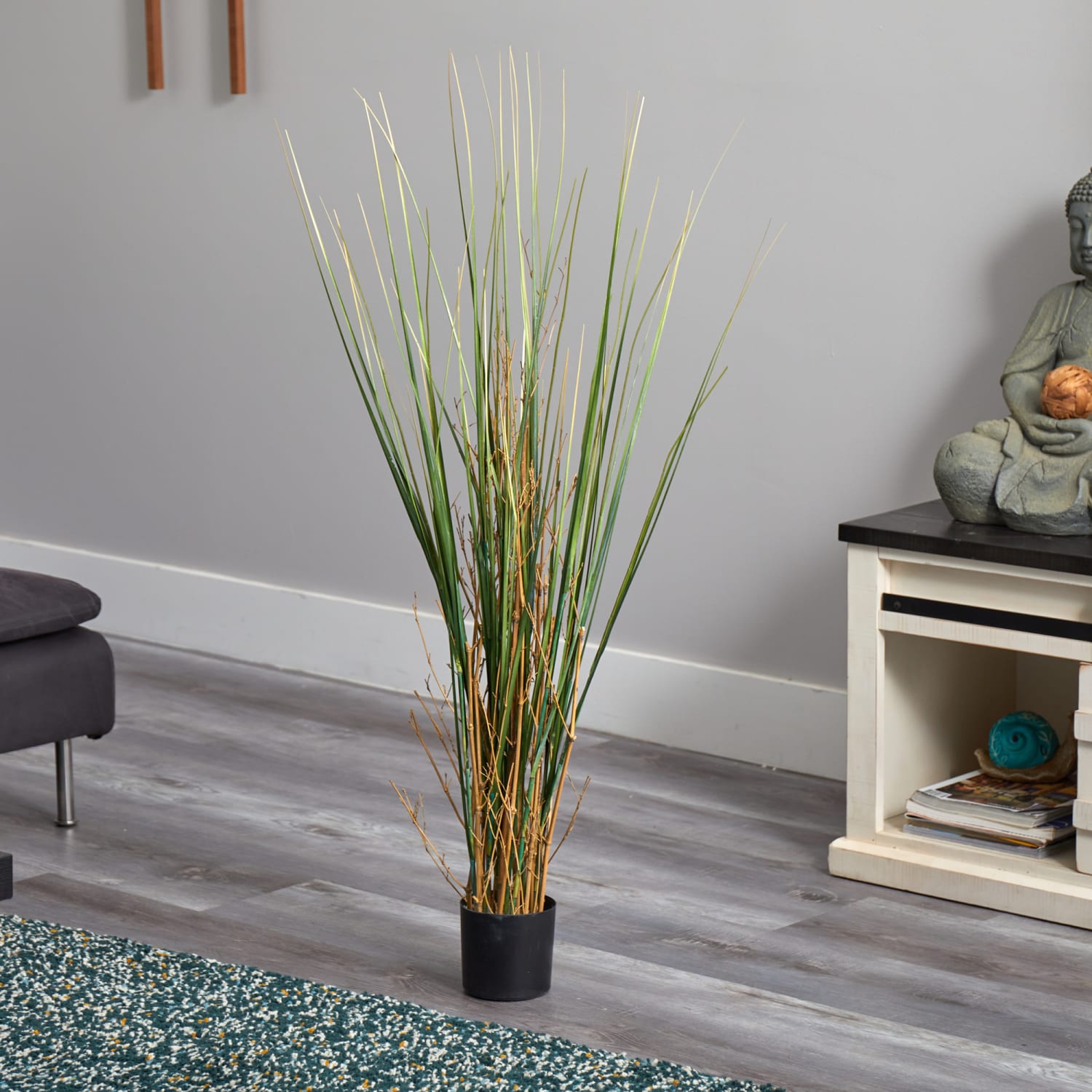 Nearly Natural Grass & Bamboo 48inH Artificial Plant With Pot, 48inH x 10inW x 10inD, Green - Image 3