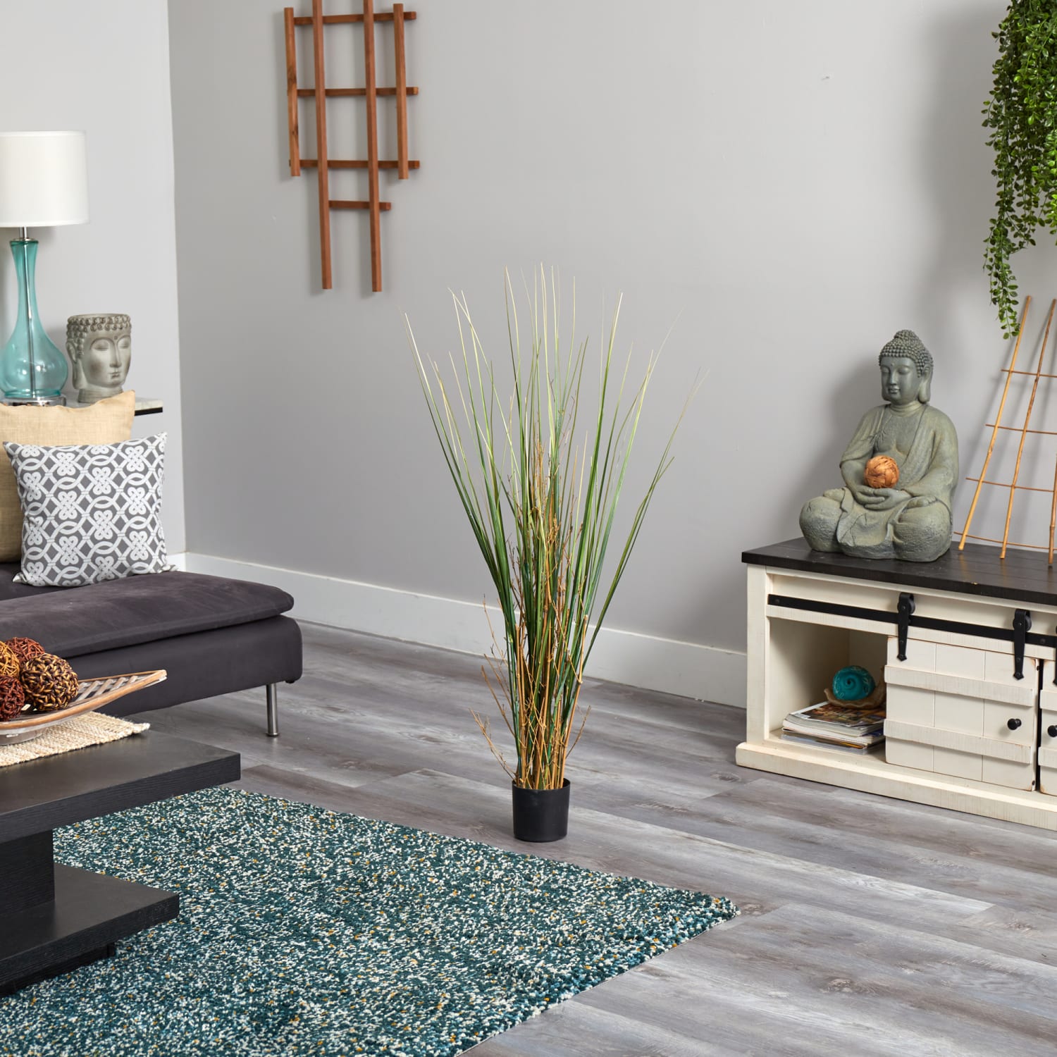 Nearly Natural Grass & Bamboo 48inH Artificial Plant With Pot, 48inH x 10inW x 10inD, Green - Image 4