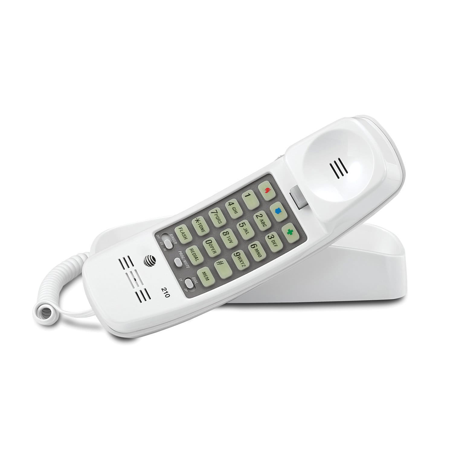 AT&T 210 Corded Trimline Phone with Speed Dial and Memory Buttons, White - Image 3