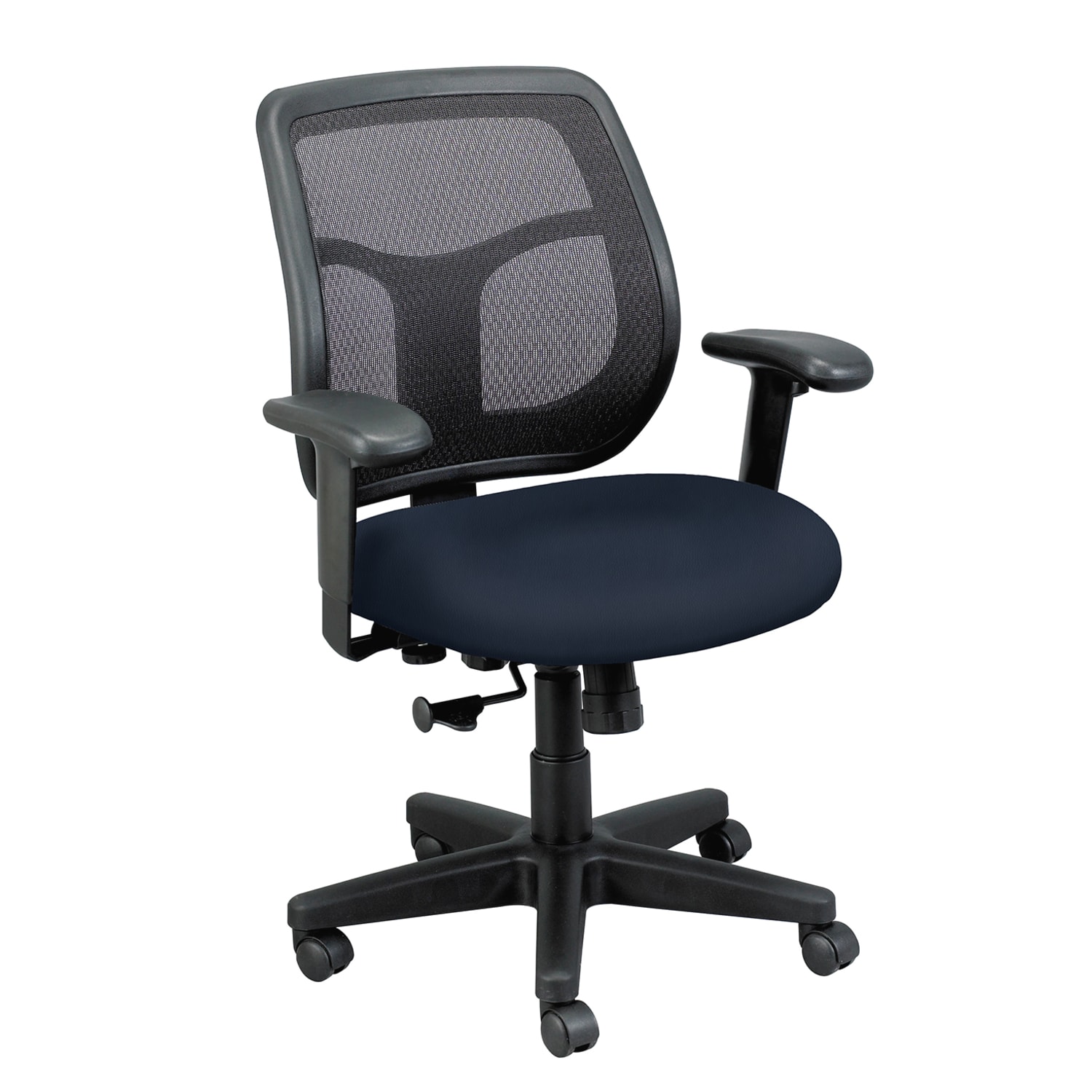 WorkPro Apollo MT9400 Ergonomic Low-Back Task Chair With Antimicrobial Vinyl, Navy/Black