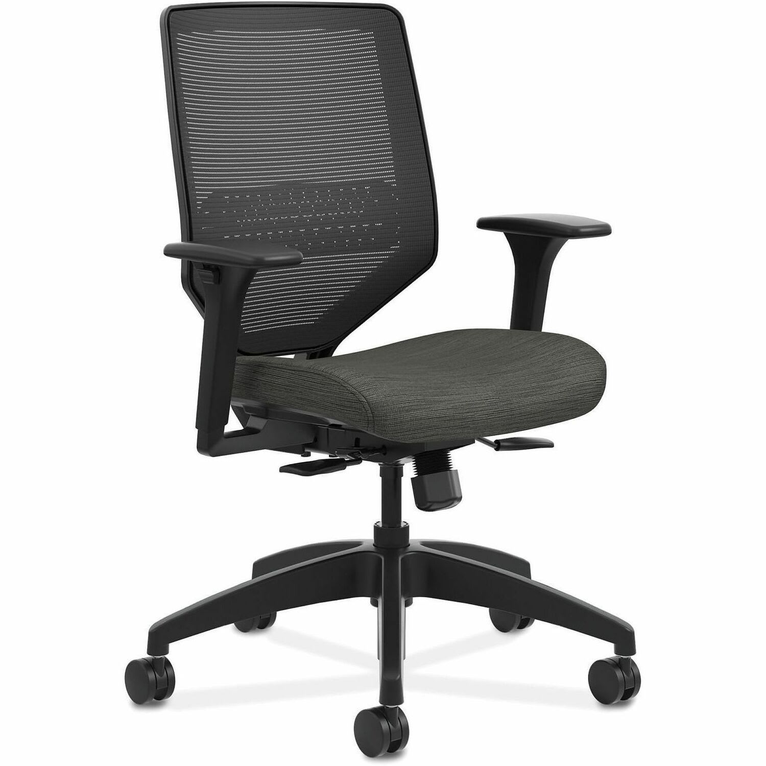 HON Solve Fabric Mid-Back Task Chair, Ilira-Stretch Mesh Back, Black - Image 5