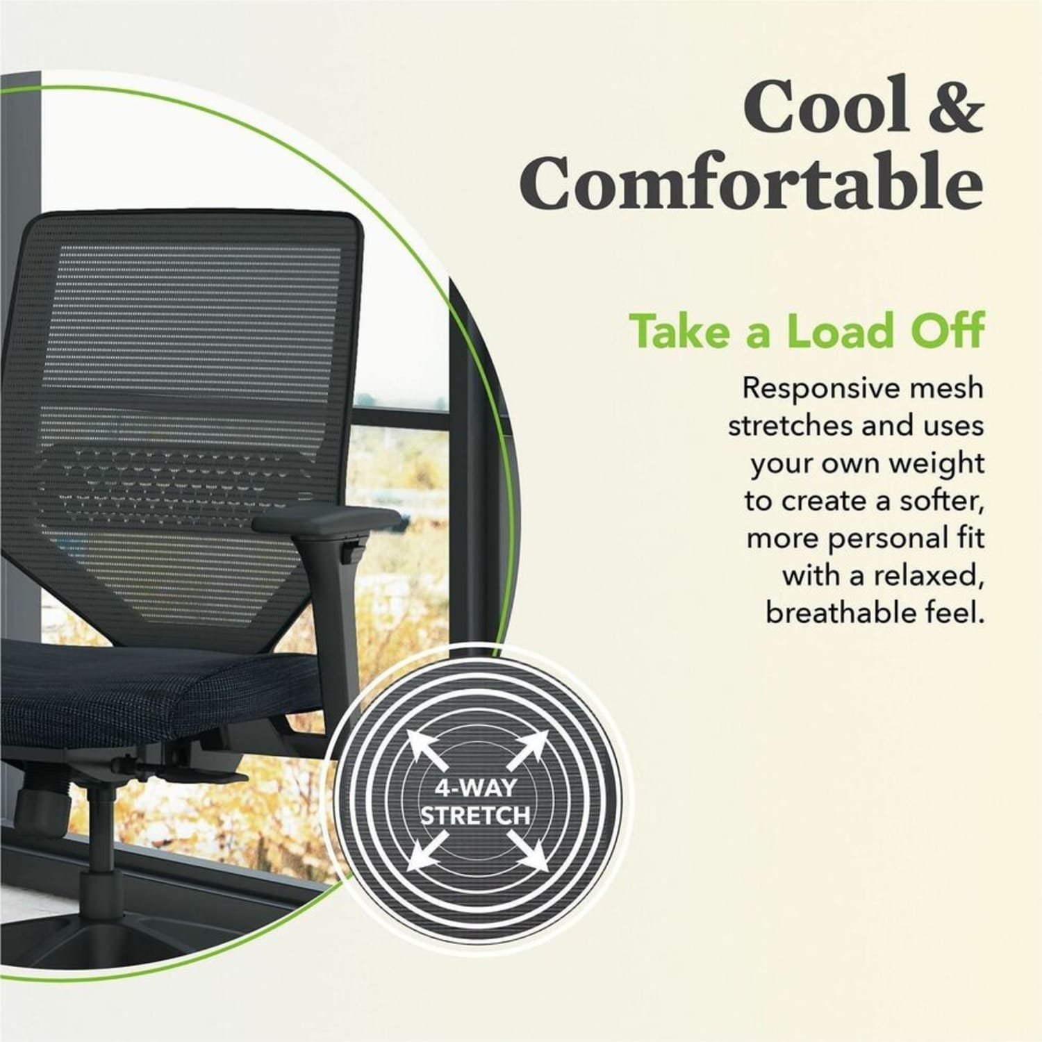 HON Solve Fabric Mid-Back Task Chair, Ilira-Stretch Mesh Back, Black - Image 10