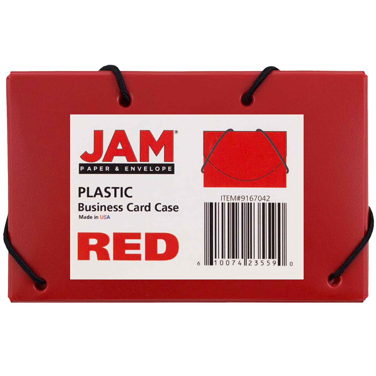 JAM Paper Plastic Business Card Case With Round Flap, 3 1/2in x 2 1/4in x 1/4in, Red - Image 3