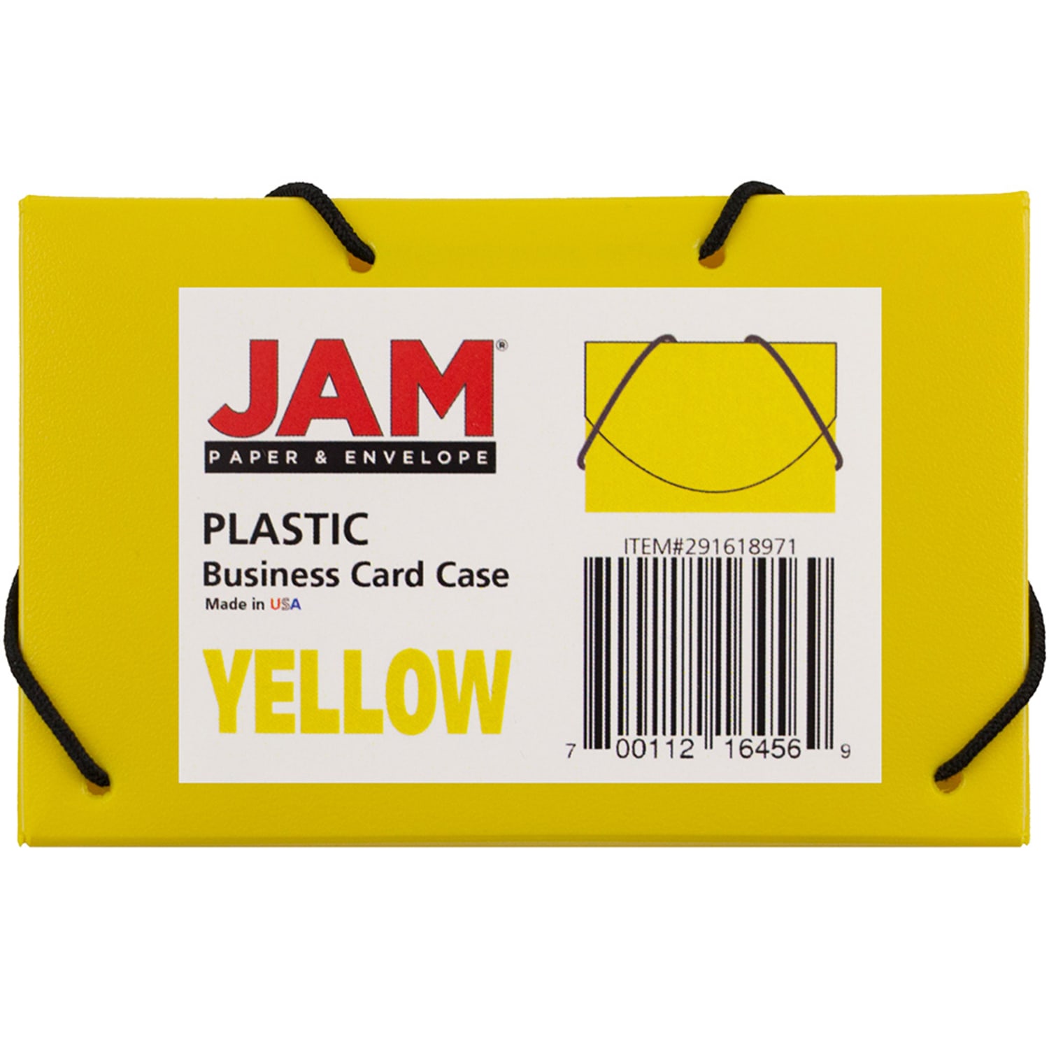JAM Paper Plastic Business Card Case With Round Flap, 3 1/2in x 2 1/4in x 1/4in, Yellow - Image 3