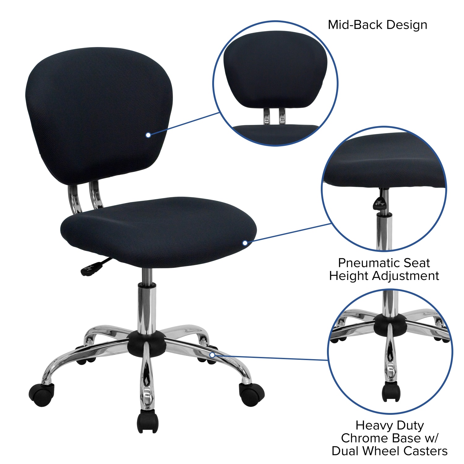 Flash Furniture Mesh MidBack Swivel Task Chair GraySilver PopularChairscom Flash Furniture Mesh Mid Back Swivel Task Chair GraySilver PopularChairscom